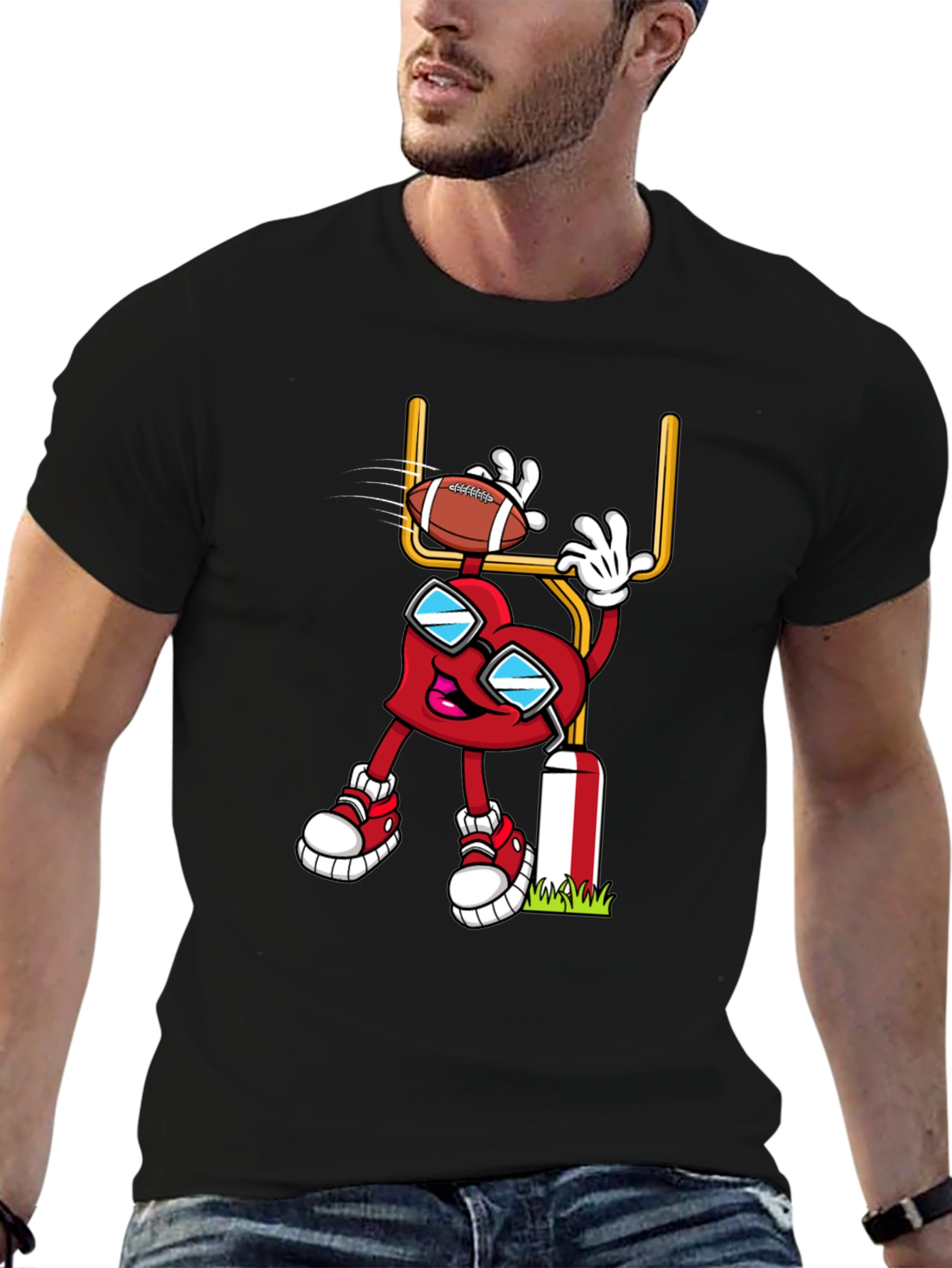 Heart Football Fan Graphic Tee