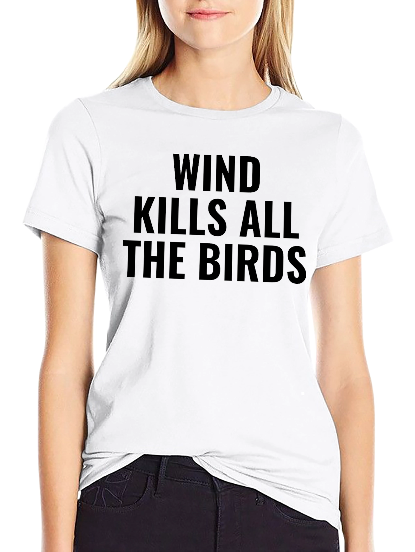 Wind Kills All the Birds Black Graphic Tee