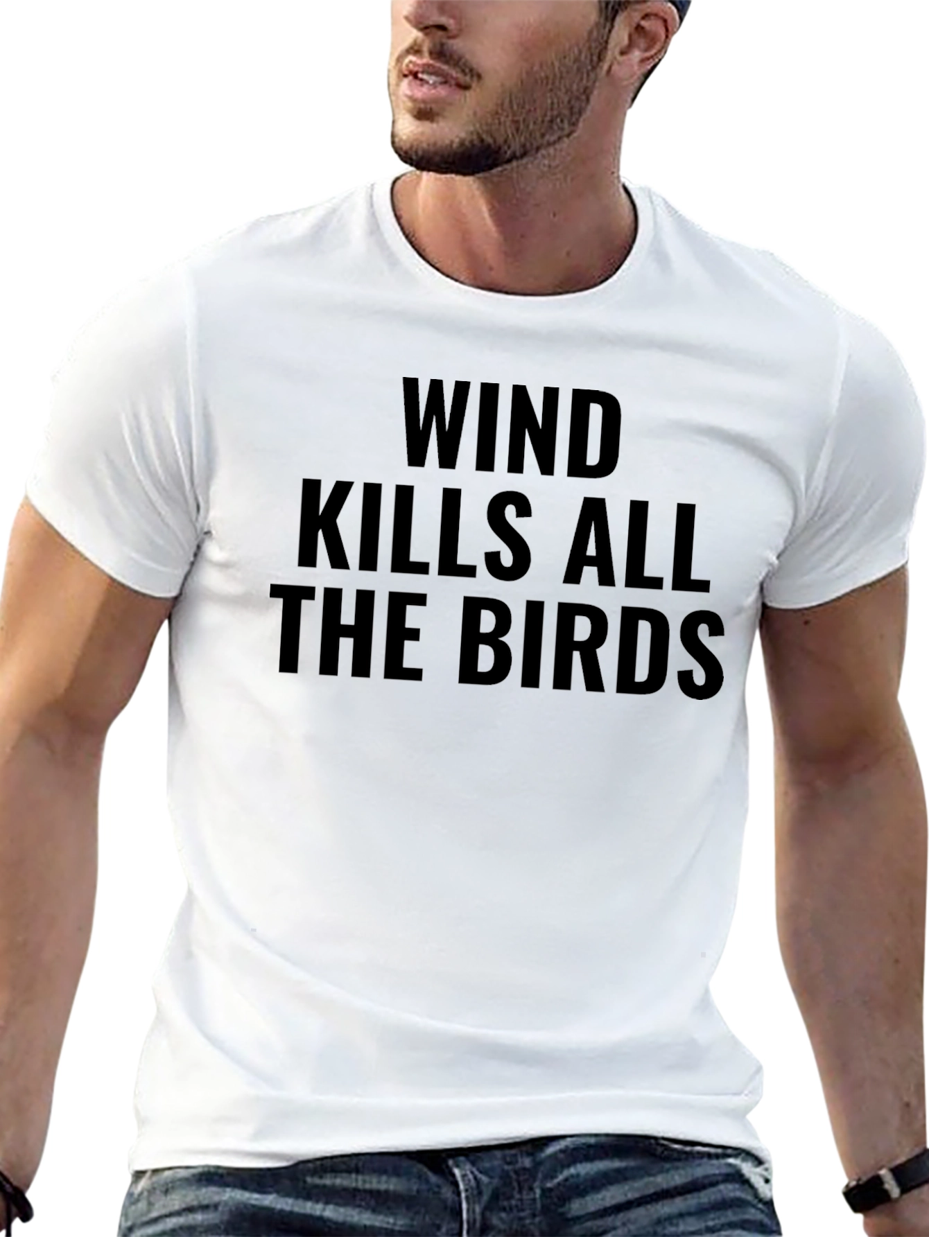 Wind Kills All the Birds Black Graphic Tee