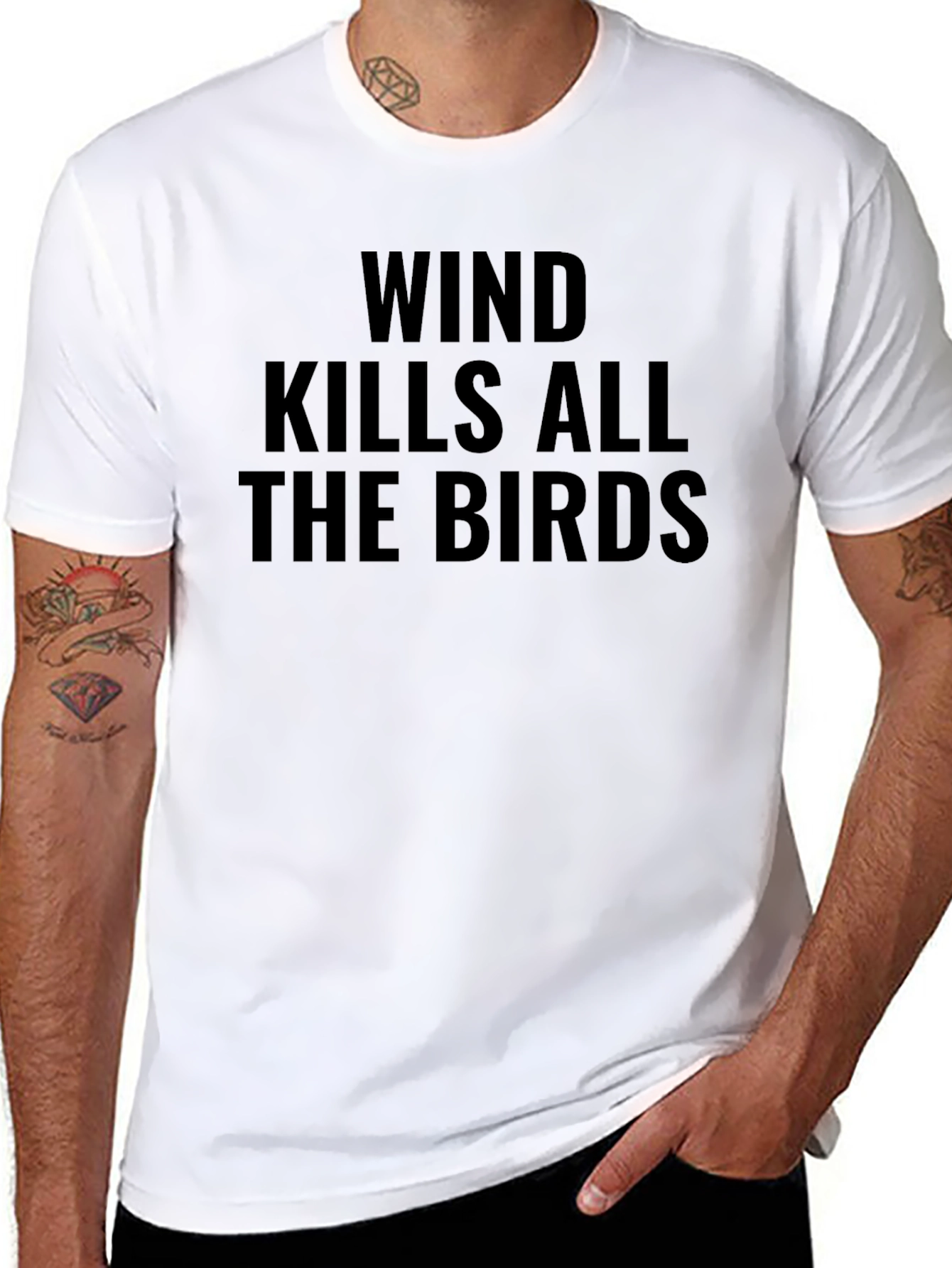 Wind Kills All the Birds Black Graphic Tee