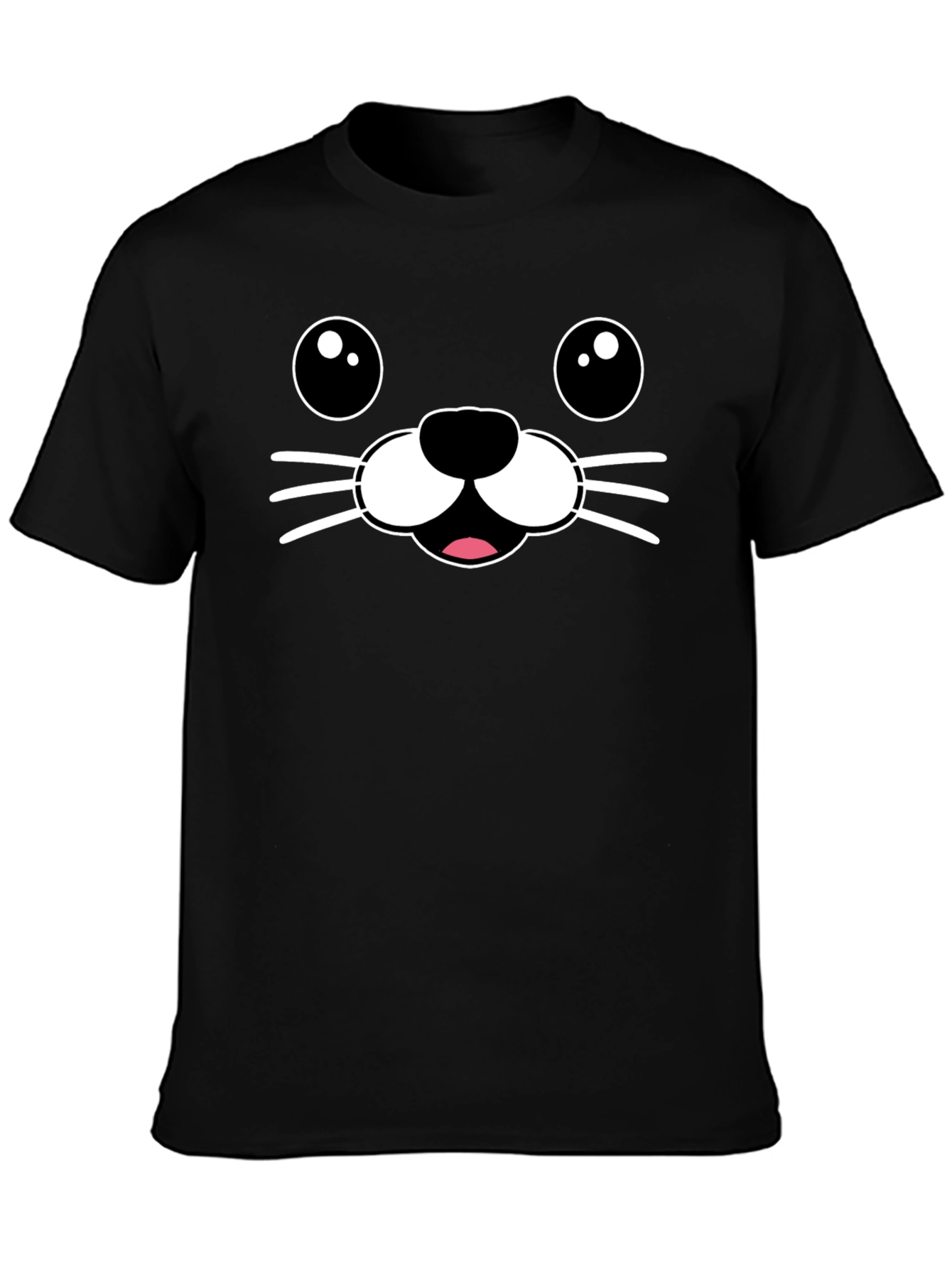 Cute Seal Face Graphic Tee - Black T-Shirt