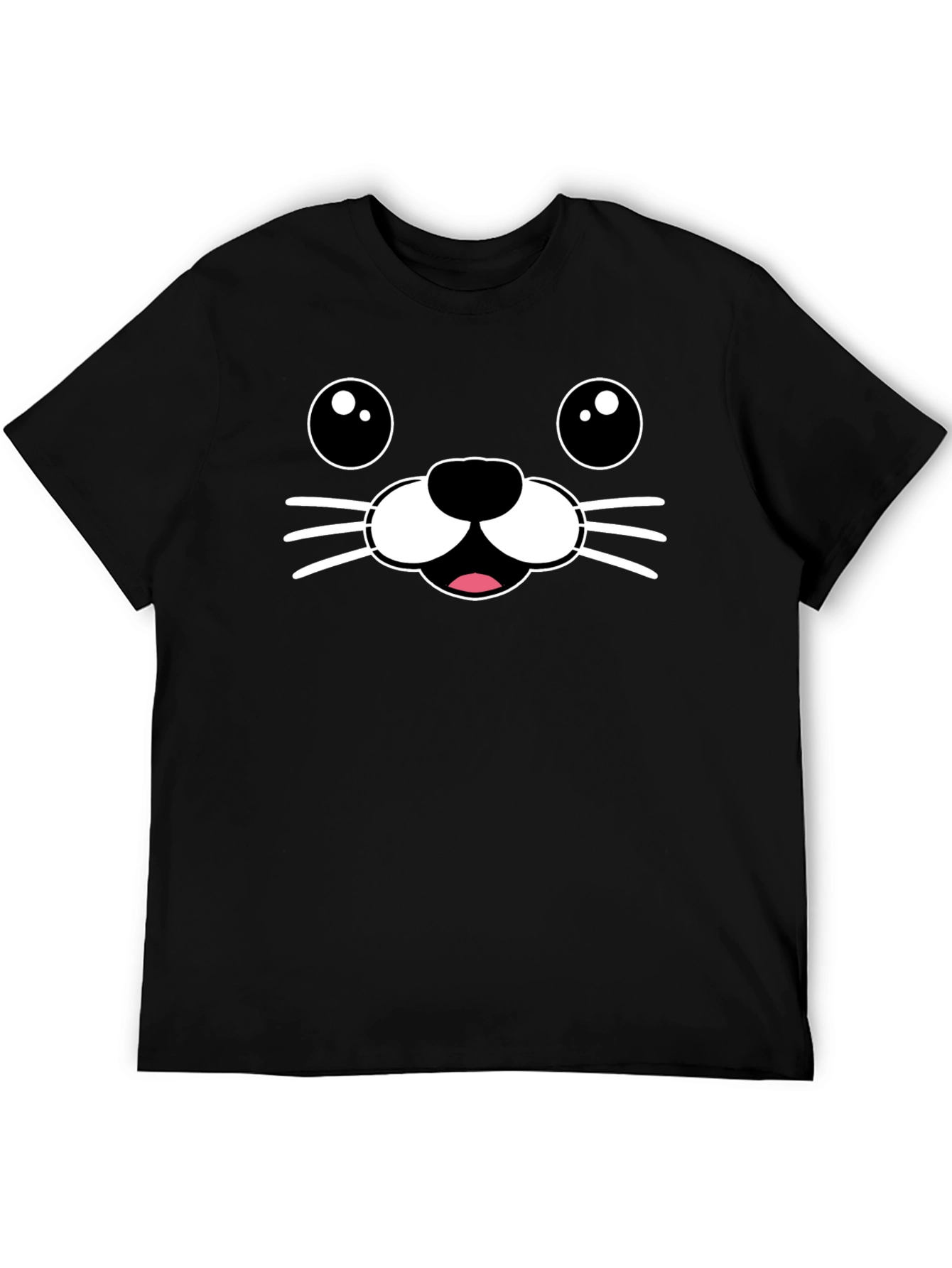 Cute Seal Face Graphic Tee - Black T-Shirt