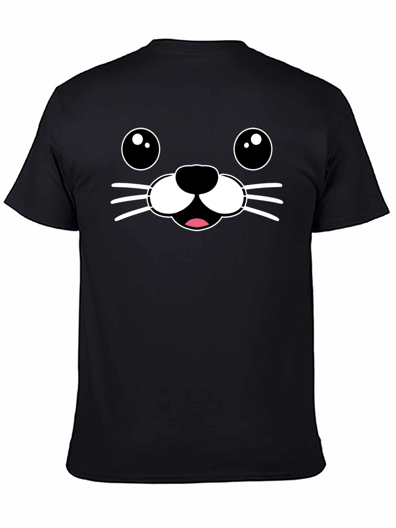 Cute Seal Face Graphic Tee - Black T-Shirt