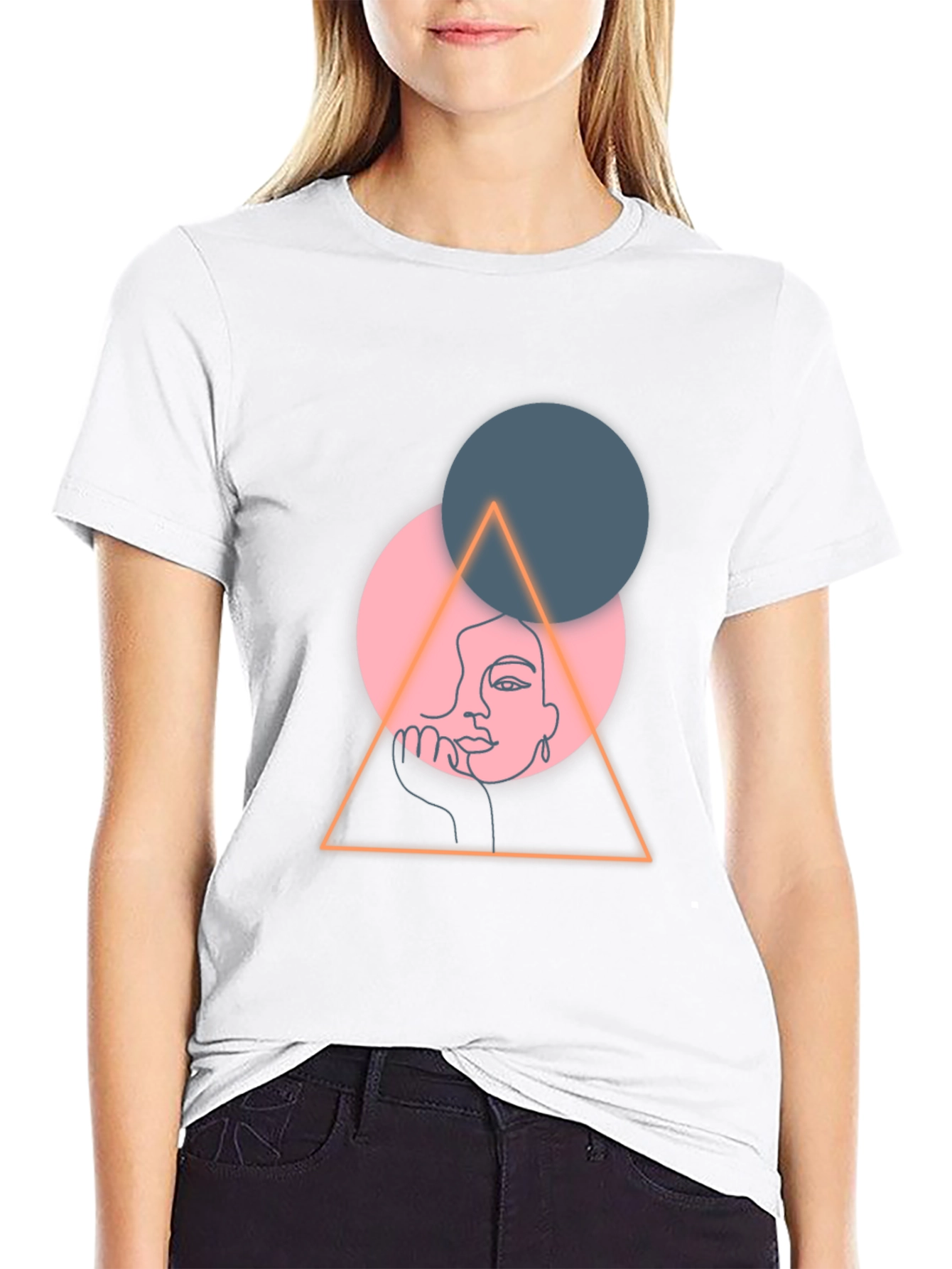 Abstract Face Graphic Tee - Black