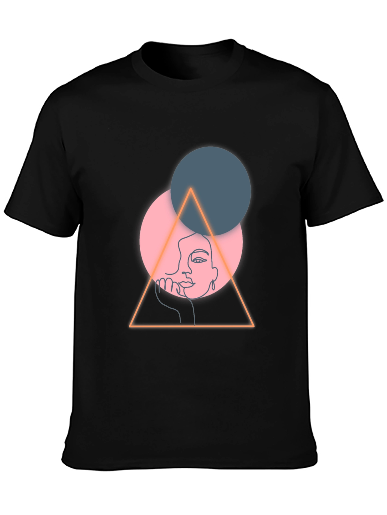 Abstract Face Graphic Tee - Black