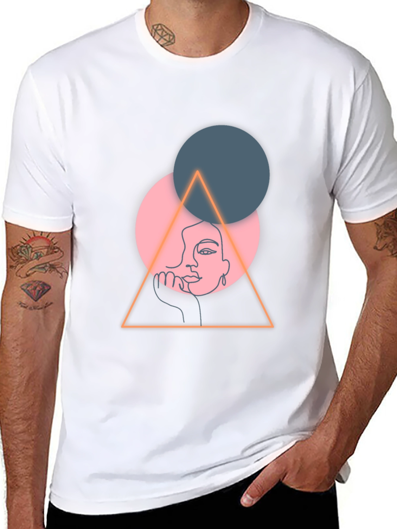 Abstract Face Graphic Tee - Black