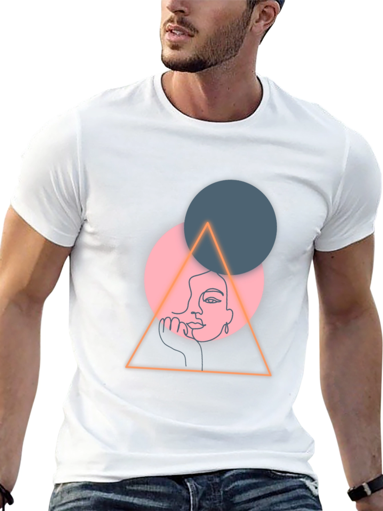 Abstract Face Graphic Tee - Black