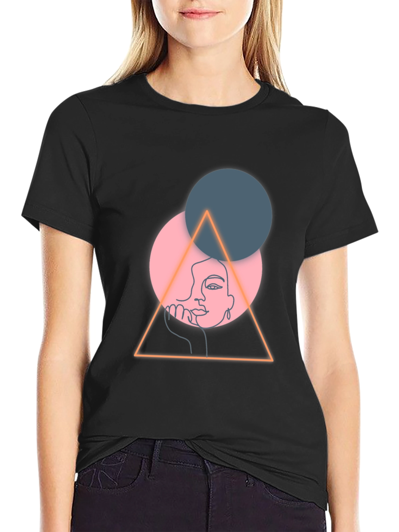 Abstract Face Graphic Tee - Black