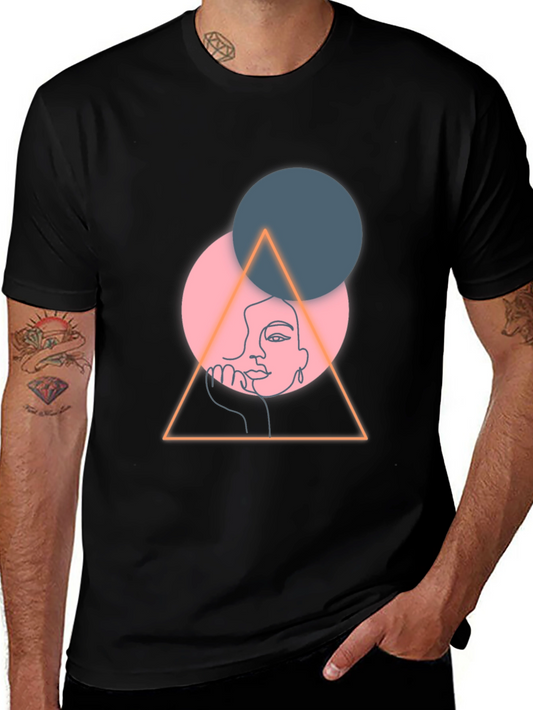Abstract Face Graphic Tee - Black