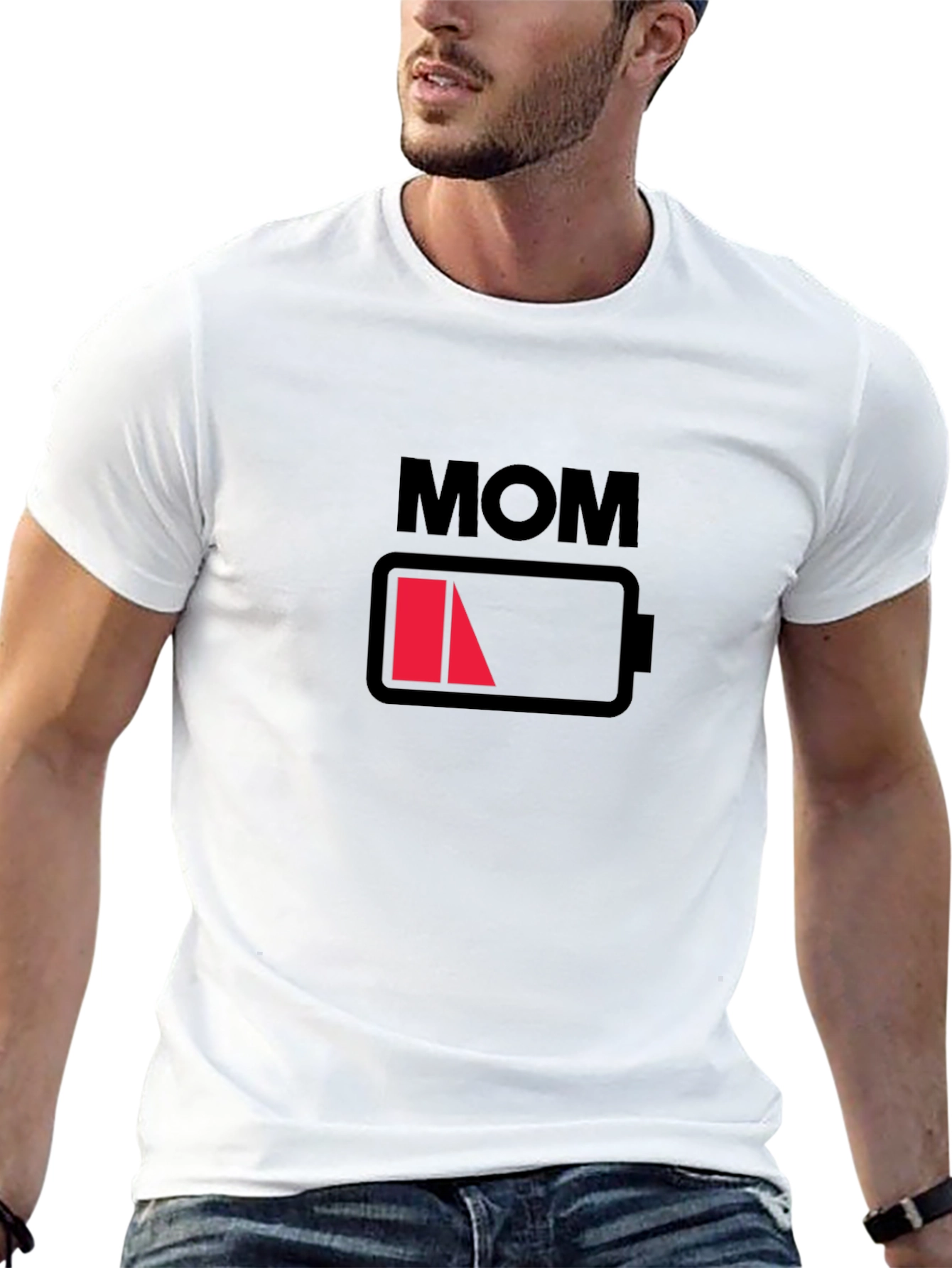 Mom Low Battery Black Graphic T-Shirt