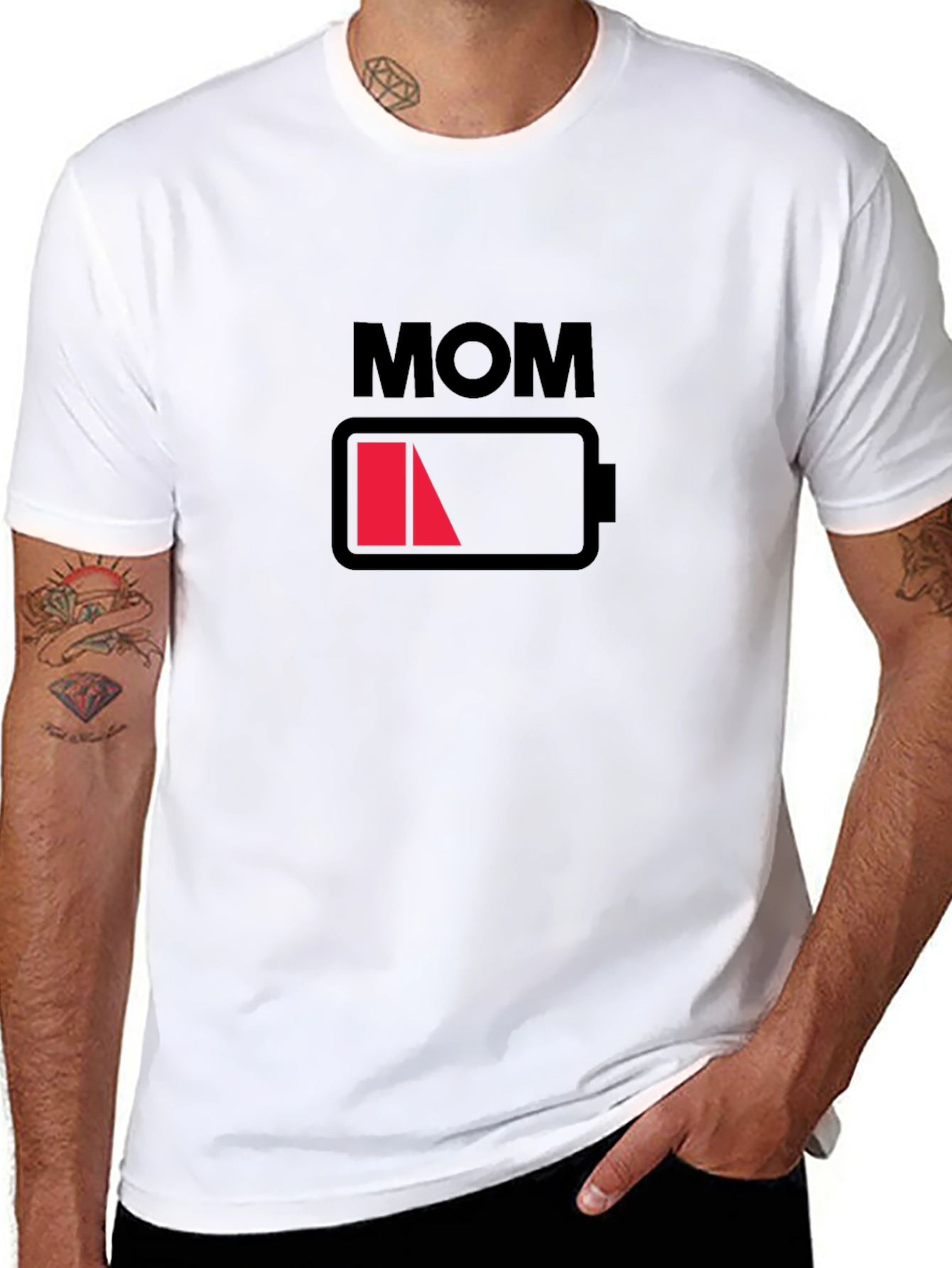 Mom Low Battery Black Graphic T-Shirt