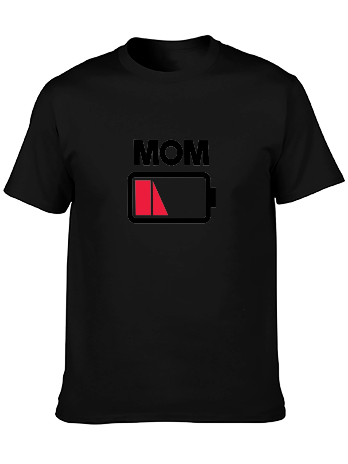 Mom Low Battery Black Graphic T-Shirt