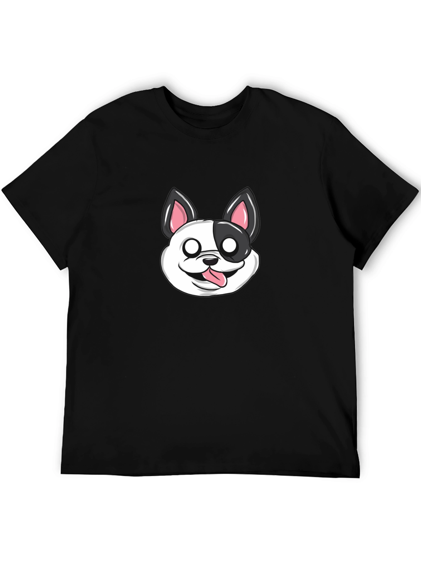 Cartoon Dog Graphic T-Shirt - Black