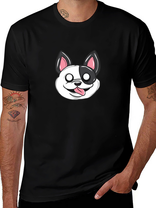 Cartoon Dog Graphic T-Shirt - Black
