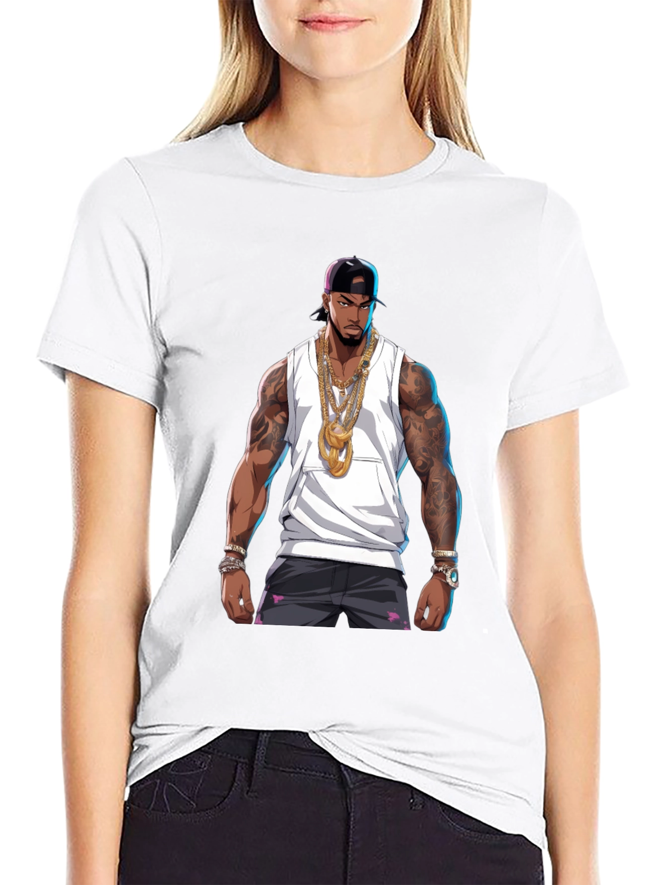 Graphic Tee - Rapper Cartoon Print
