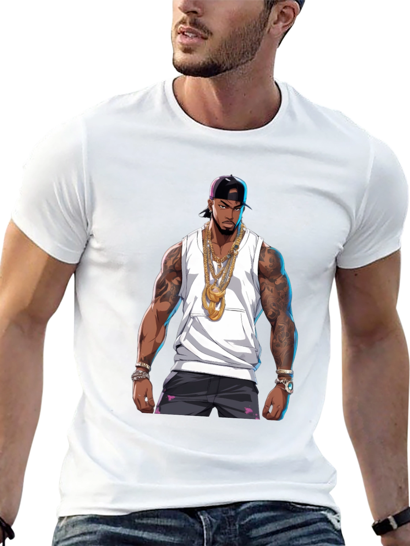 Graphic Tee - Rapper Cartoon Print