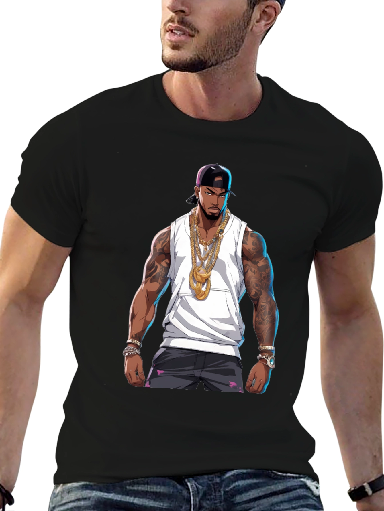 Graphic Tee - Rapper Cartoon Print