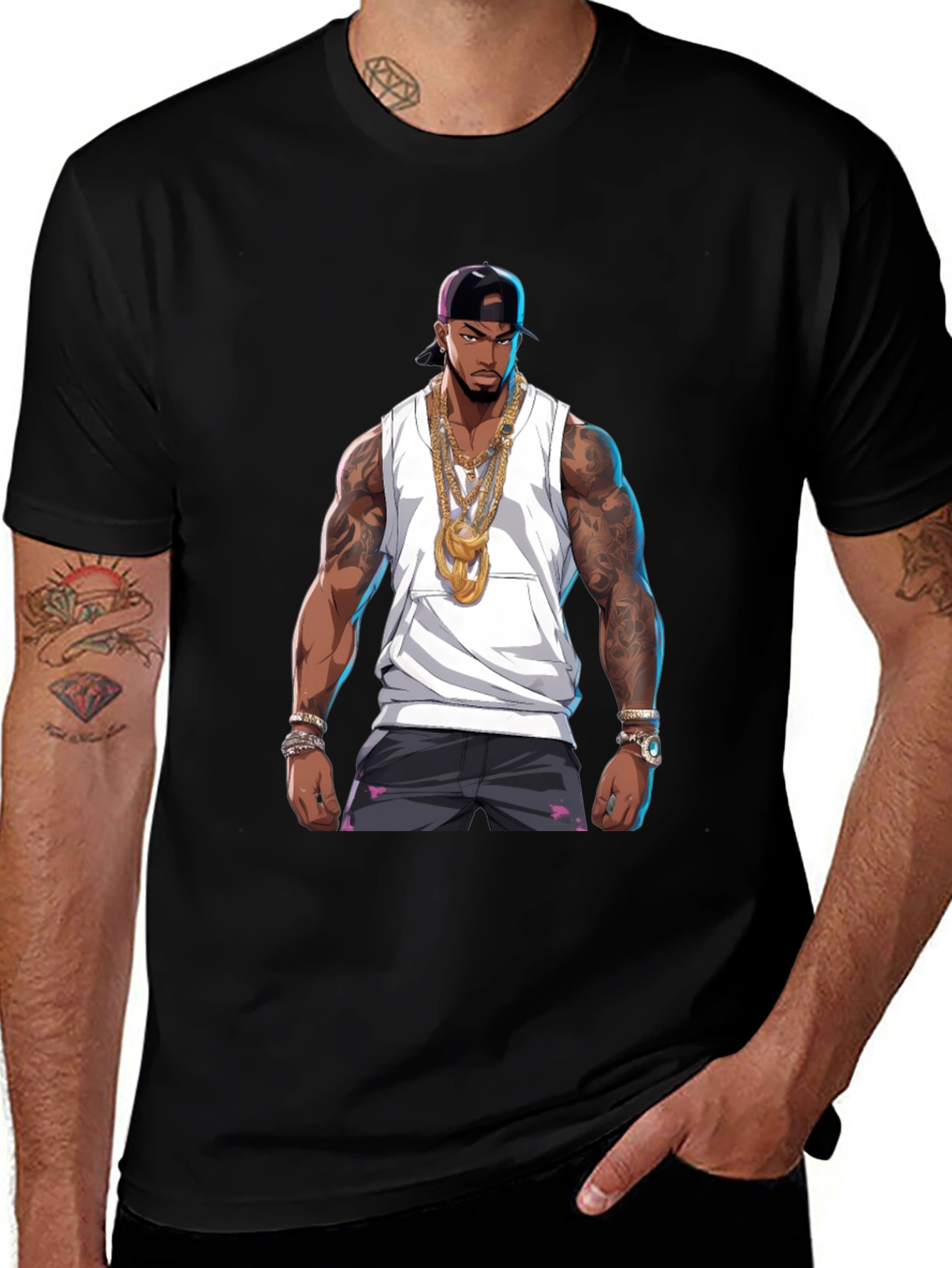Graphic Tee - Rapper Cartoon Print