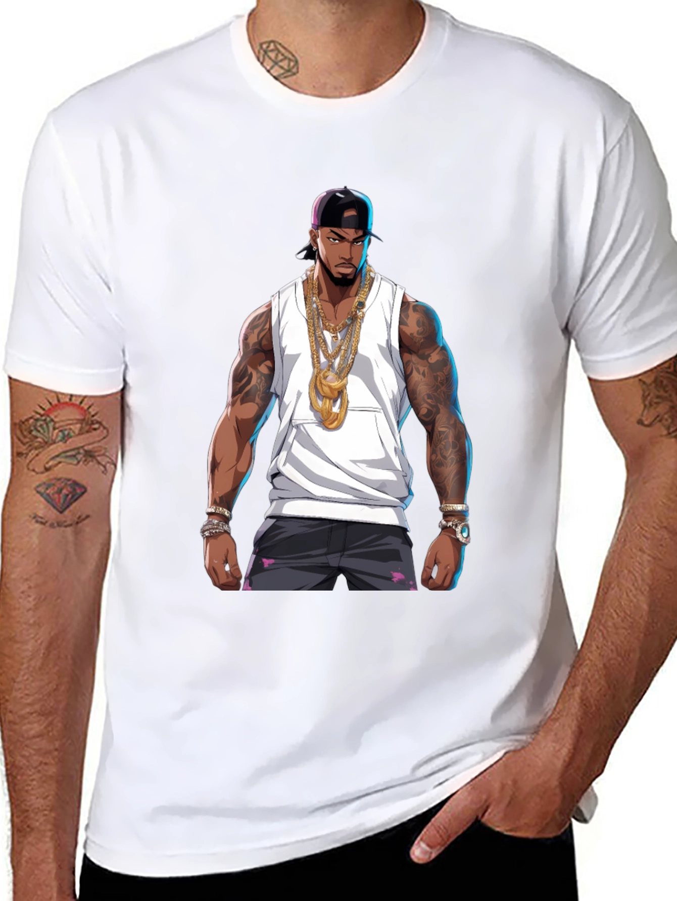 Graphic Tee - Rapper Cartoon Print