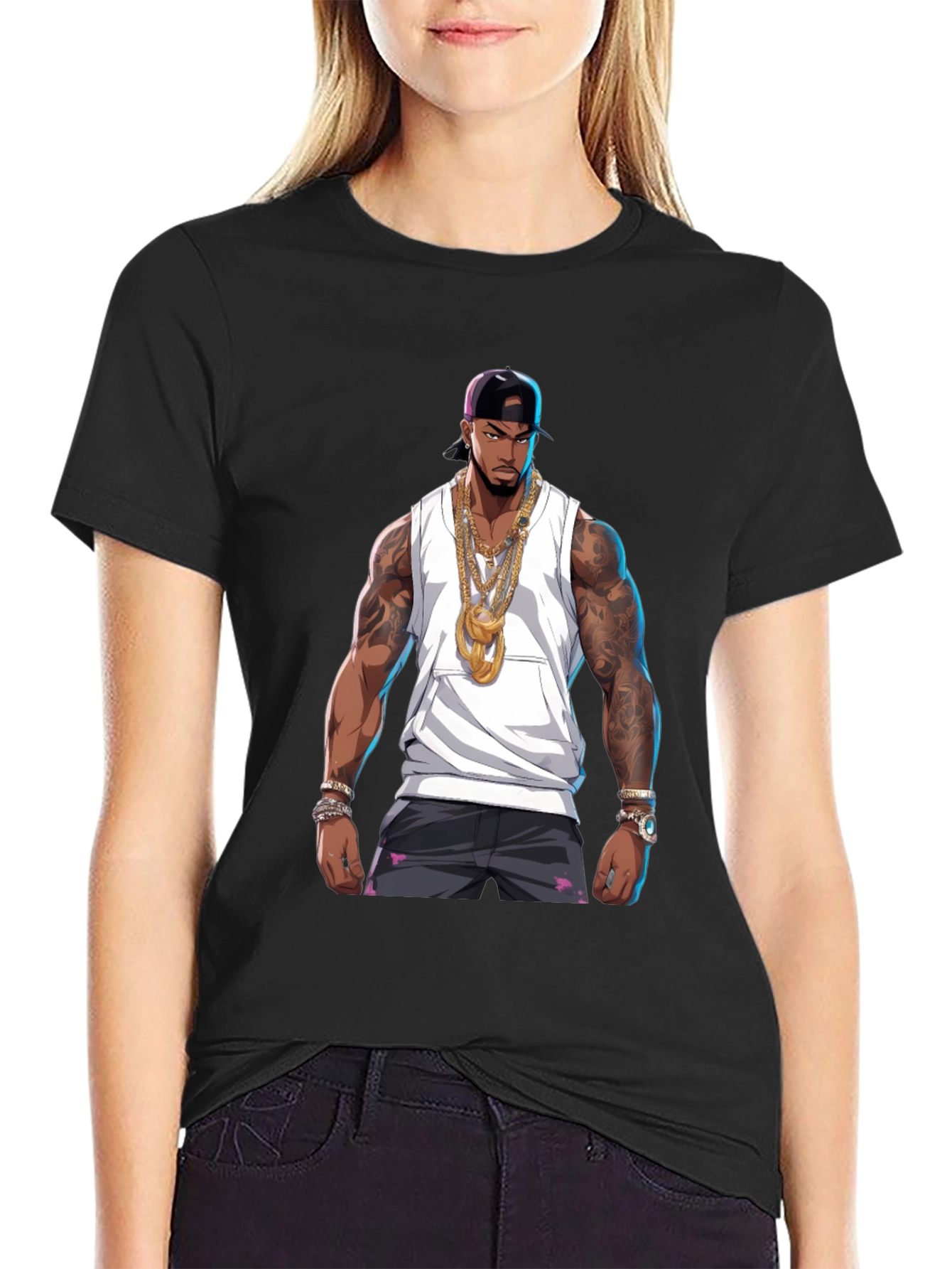 Graphic Tee - Rapper Cartoon Print
