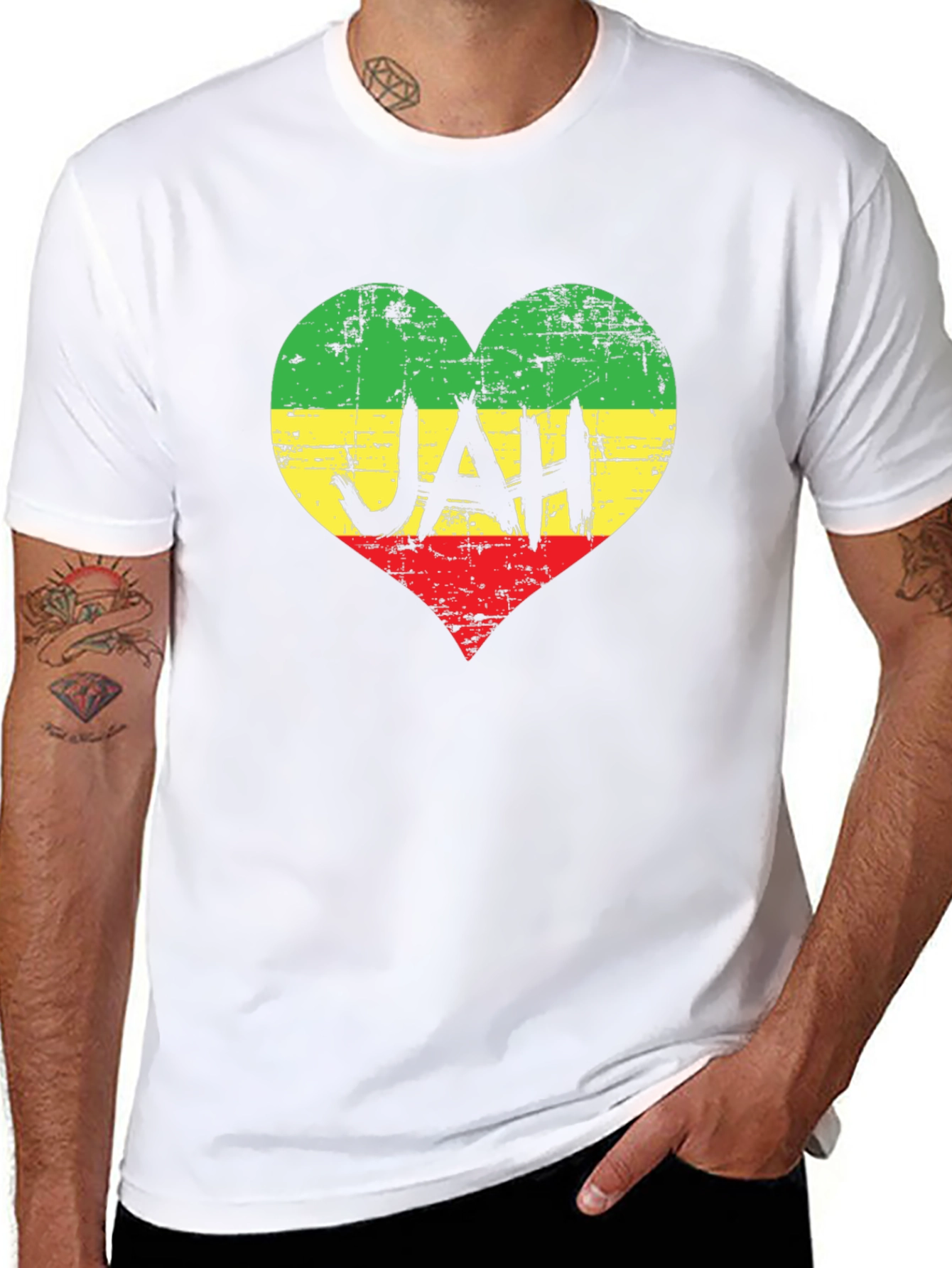 Rasta Heart JAH T-Shirt - Reggae Vibe