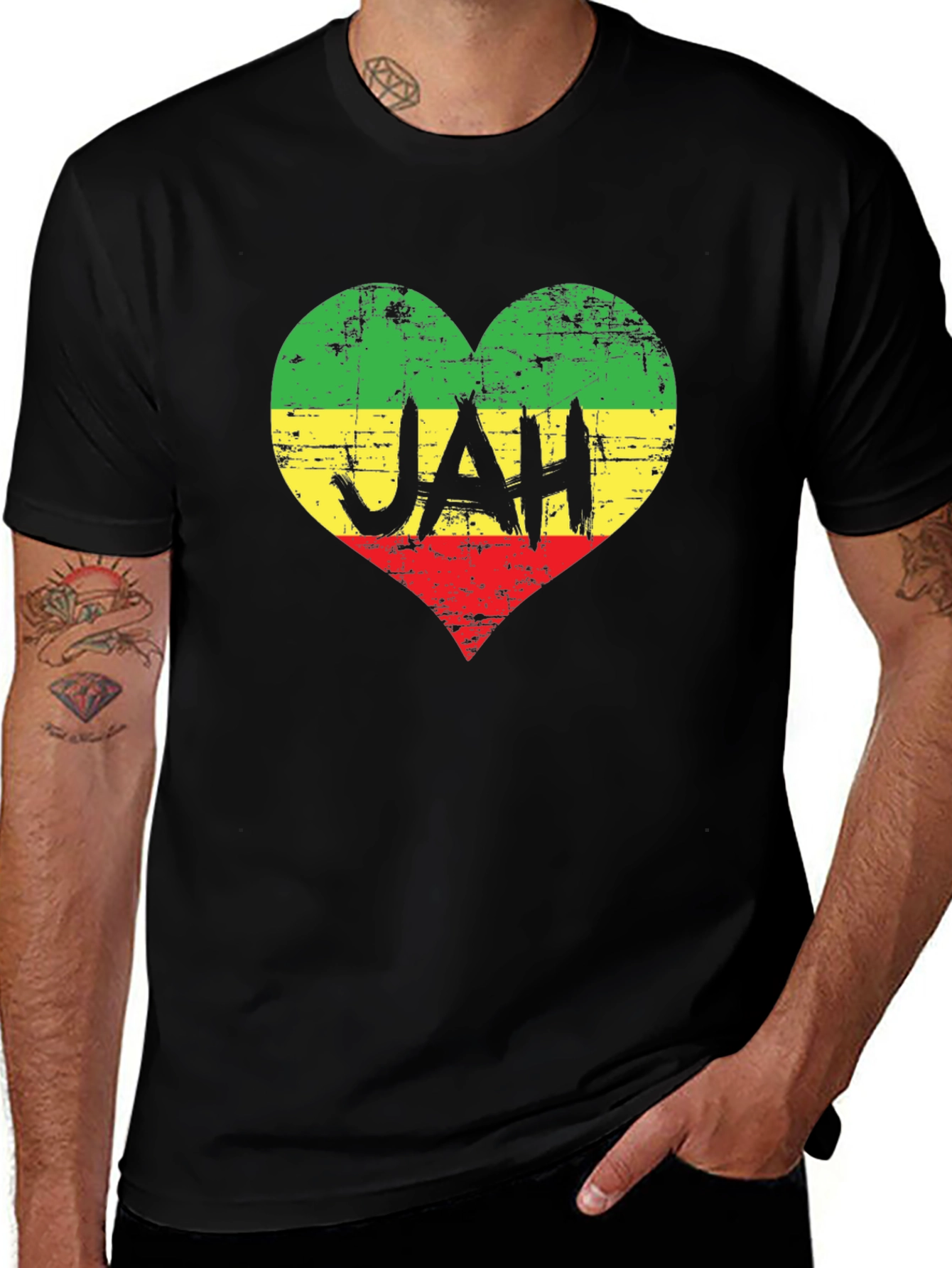 Rasta Heart JAH T-Shirt - Reggae Vibe