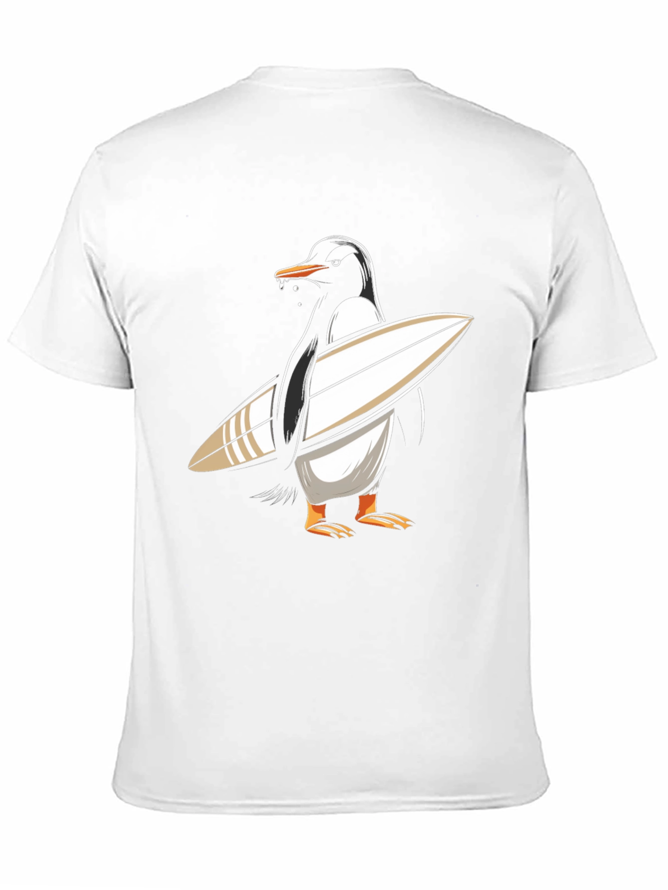 Surfing Penguin Graphic Tee - Black Cotton T-Shirt