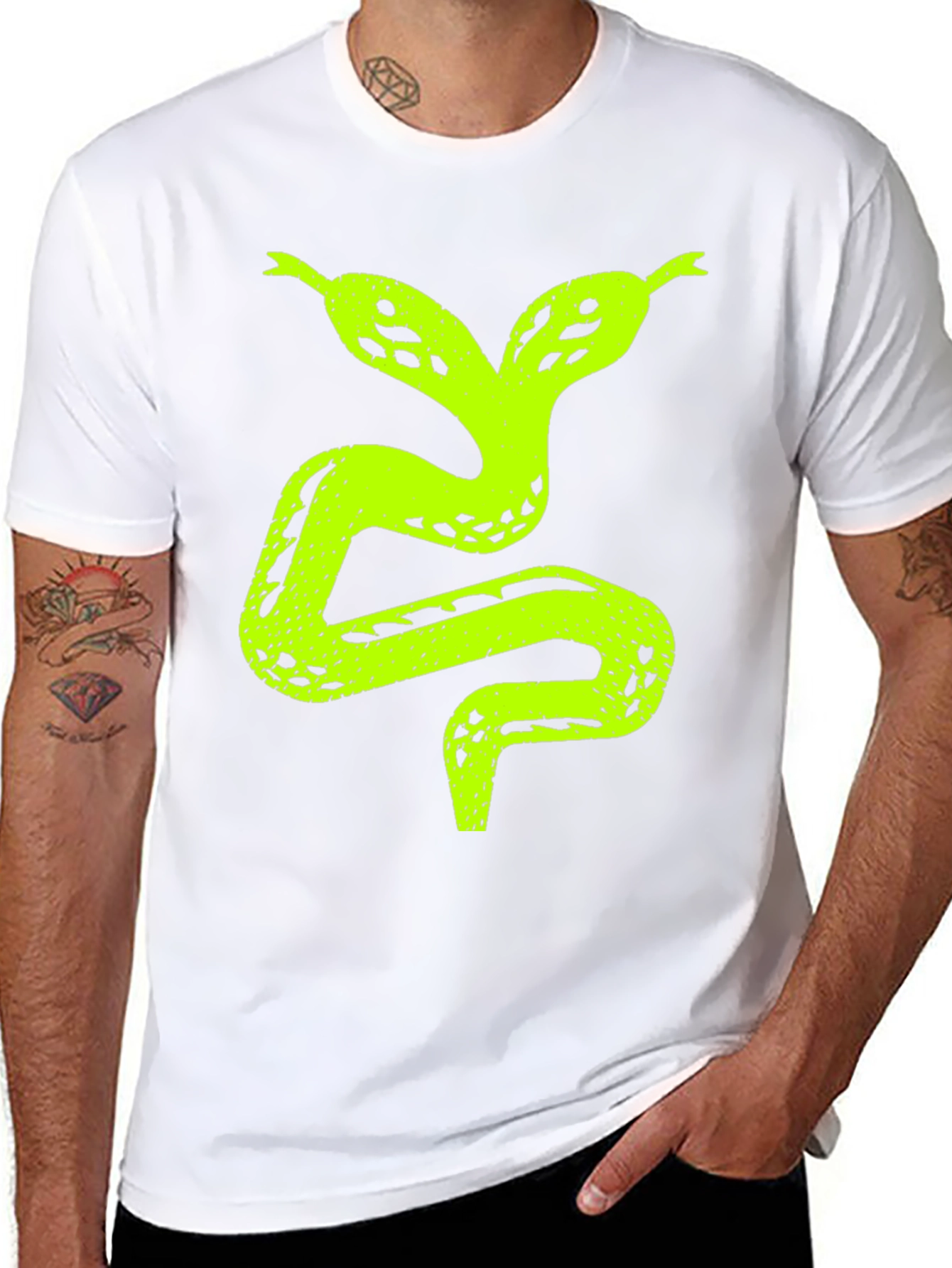 Two-Headed Snake Graphic T-Shirt - Black