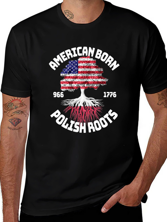 American Born Polish Roots Graphic T-Shirt