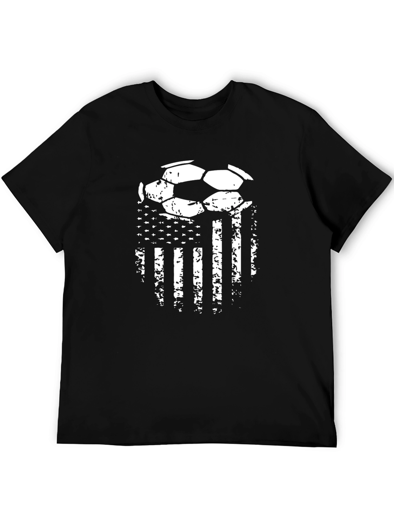 Distressed USA Flag Soccer Ball Graphic T-Shirt