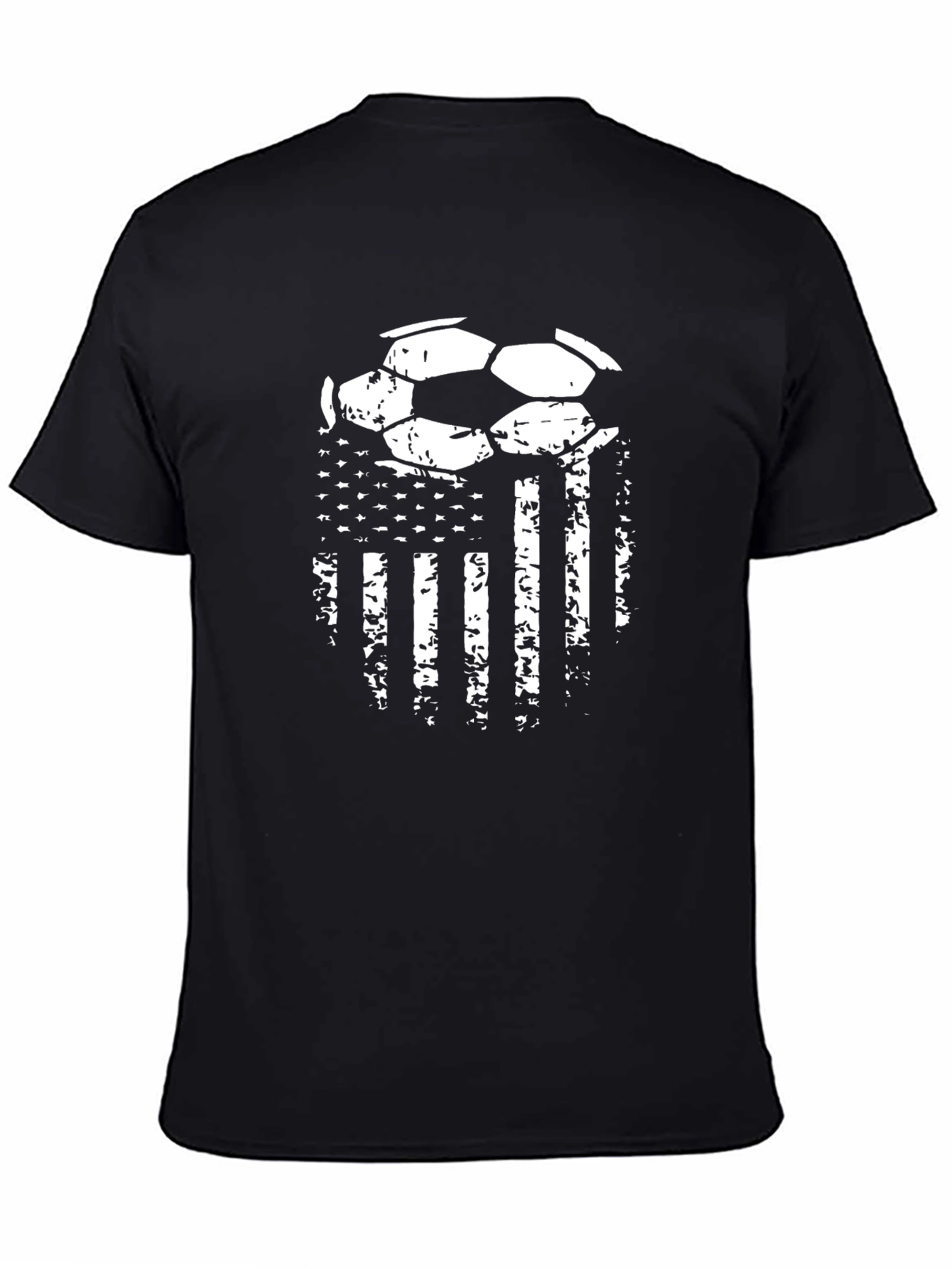 Distressed USA Flag Soccer Ball Graphic T-Shirt