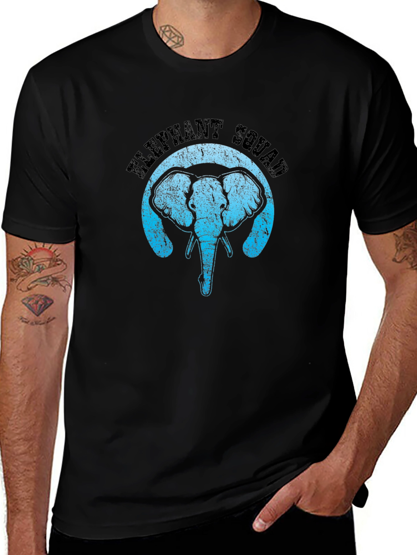Elephant Squad Black T-Shirt - Animal Graphic Tee