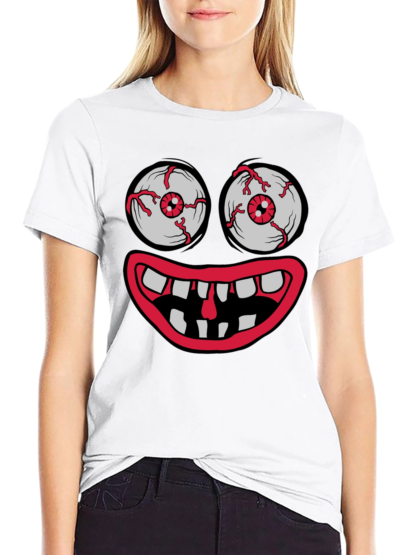 Monster Face Graphic Tee - Crazy Eyes & Mouth!