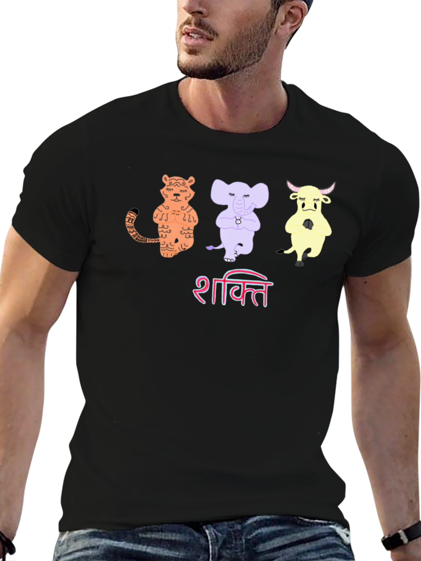 Shakti Yoga Animal T-Shirt - Mens Black Tee