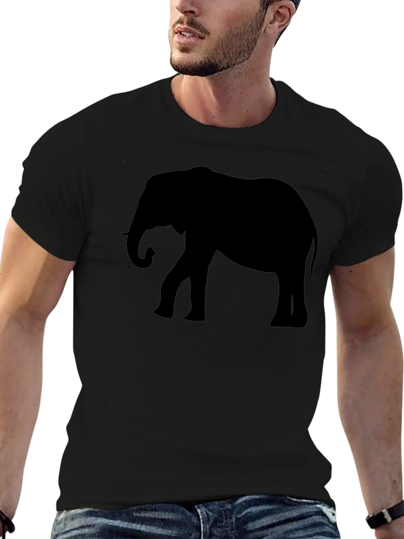 Mens Black Elephant Graphic Tee