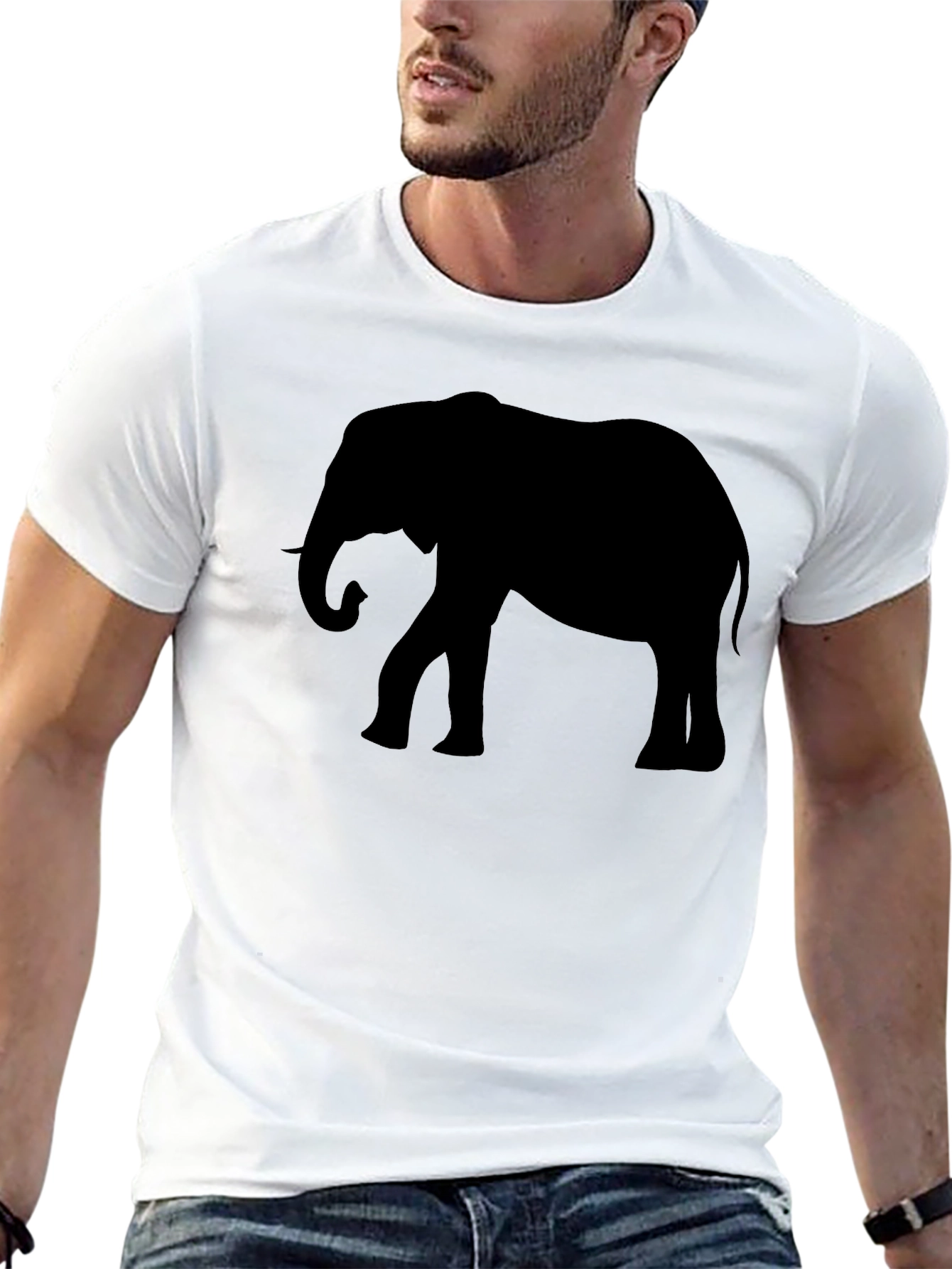 Mens Black Elephant Graphic Tee