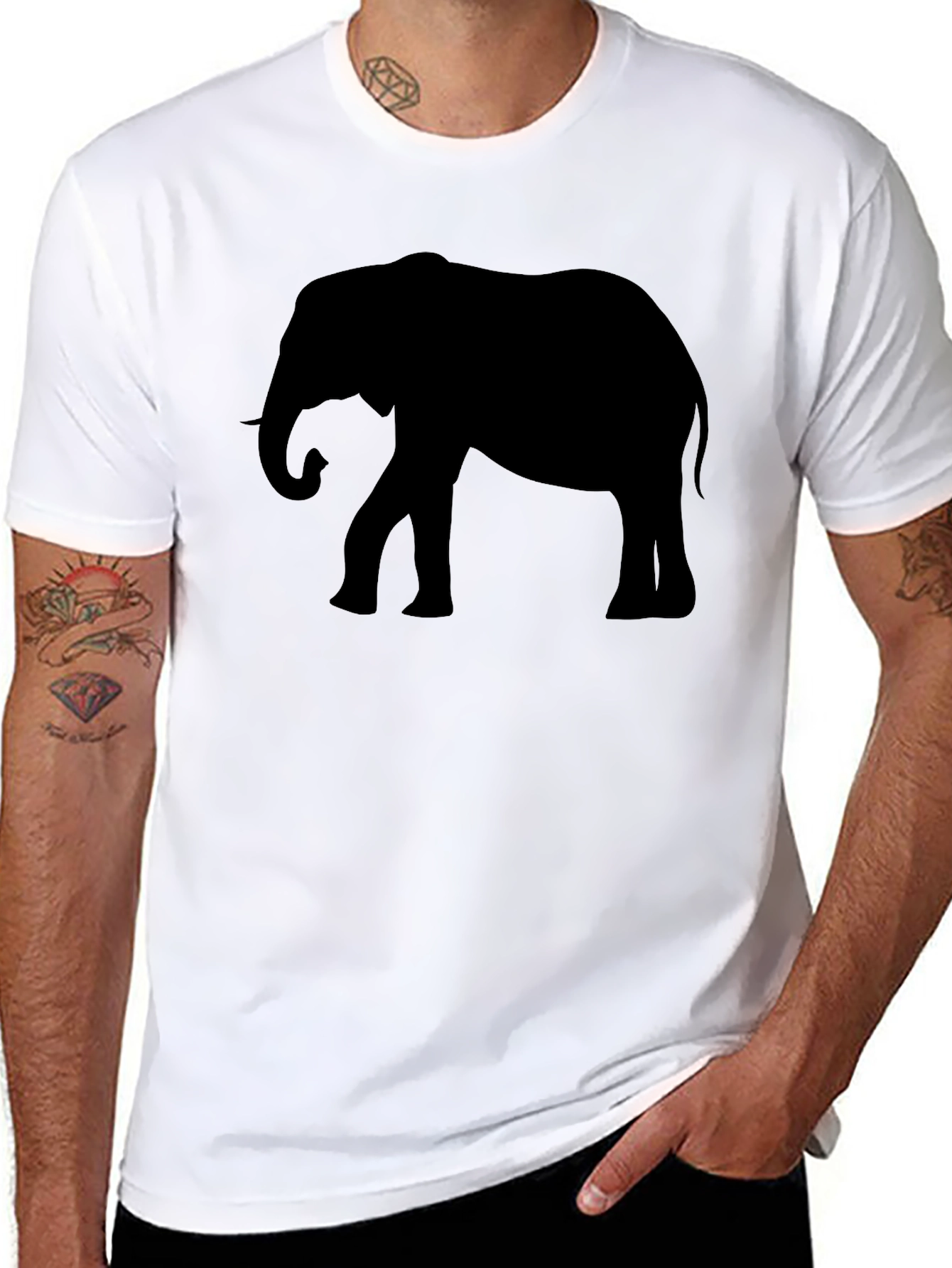 Mens Black Elephant Graphic Tee