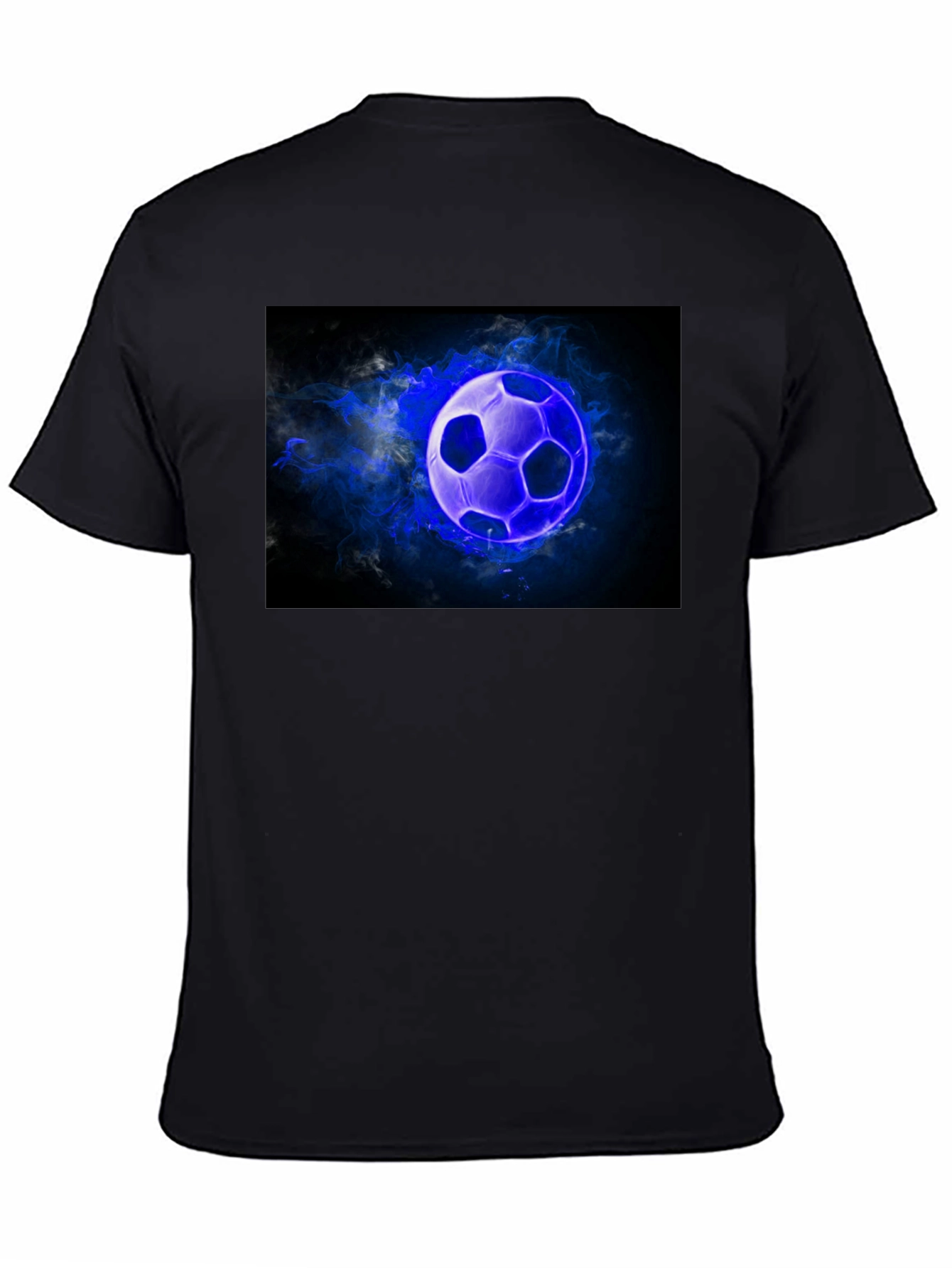 Glowing Soccer Ball Graphic Black T-Shirt