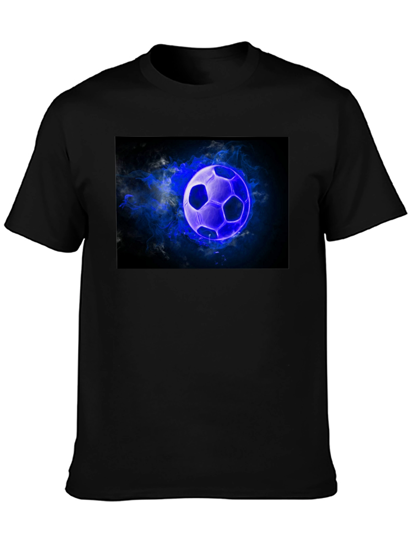 Glowing Soccer Ball Graphic Black T-Shirt