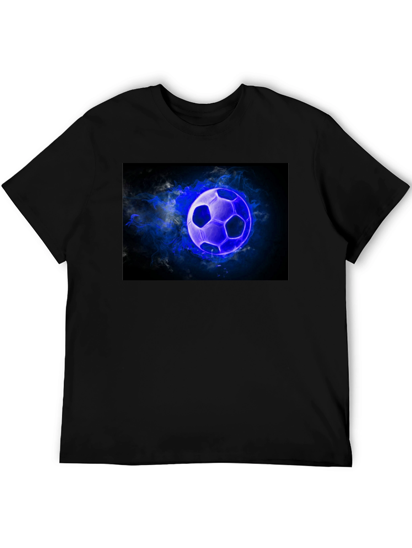 Glowing Soccer Ball Graphic Black T-Shirt
