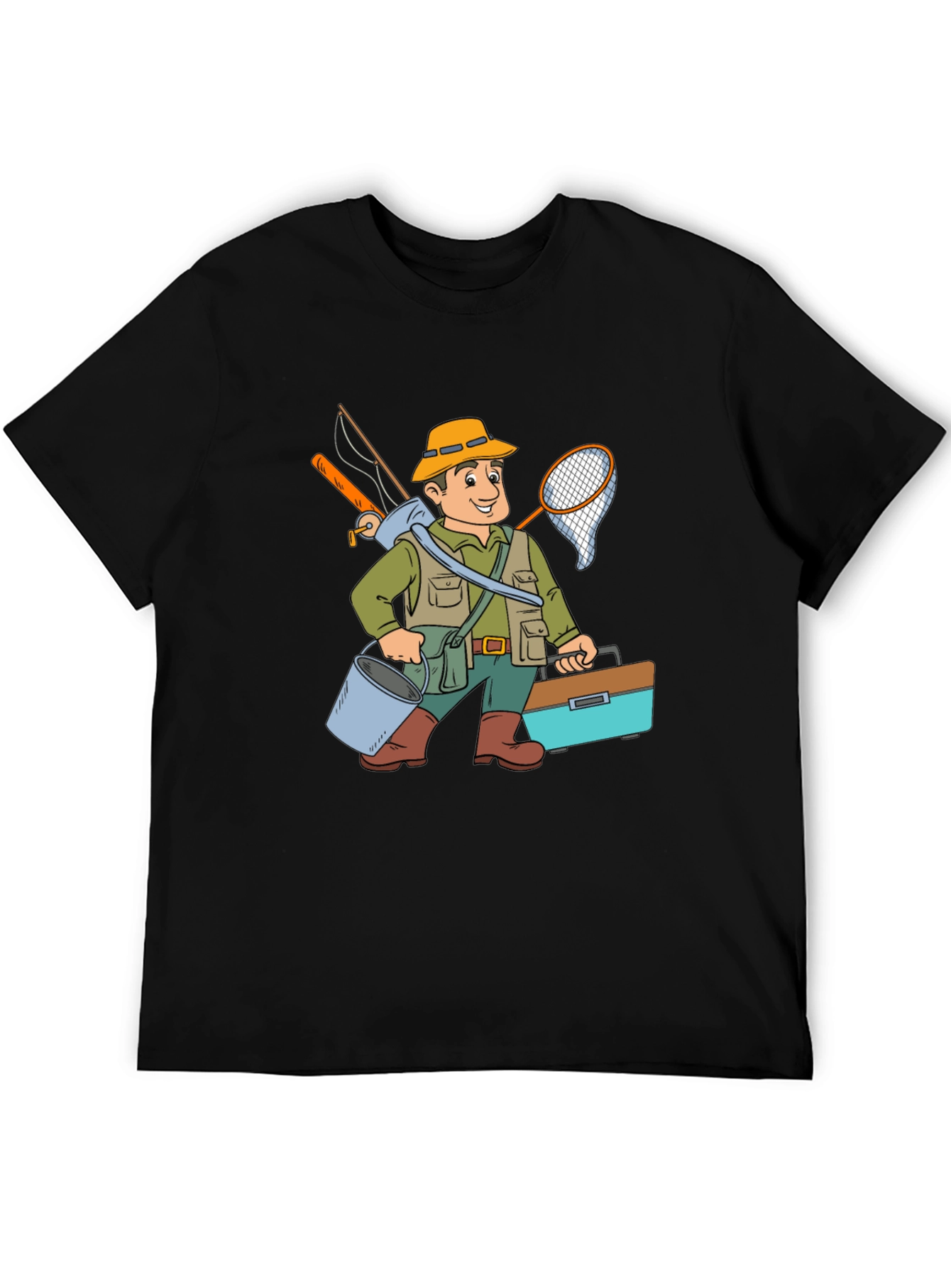 Cartoon Fisherman Graphic Tee - Unique Design