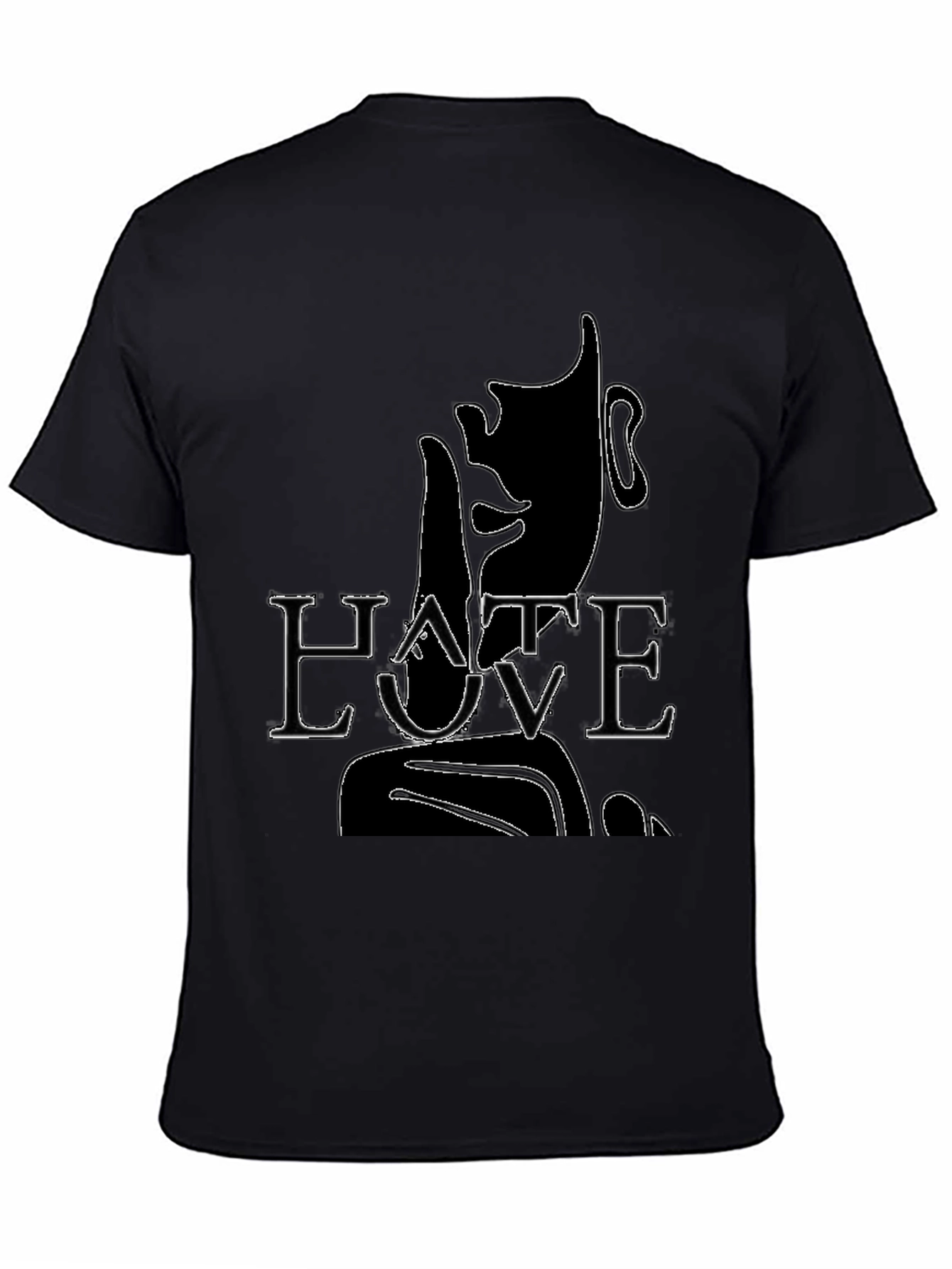Hate Love Graphic Print Black T-Shirt