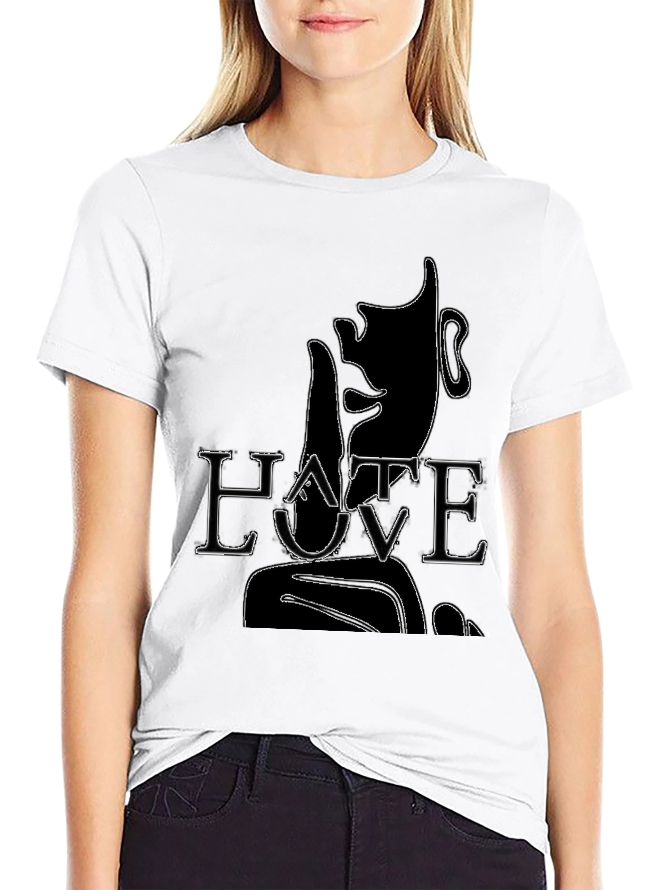 Hate Love Graphic Print Black T-Shirt