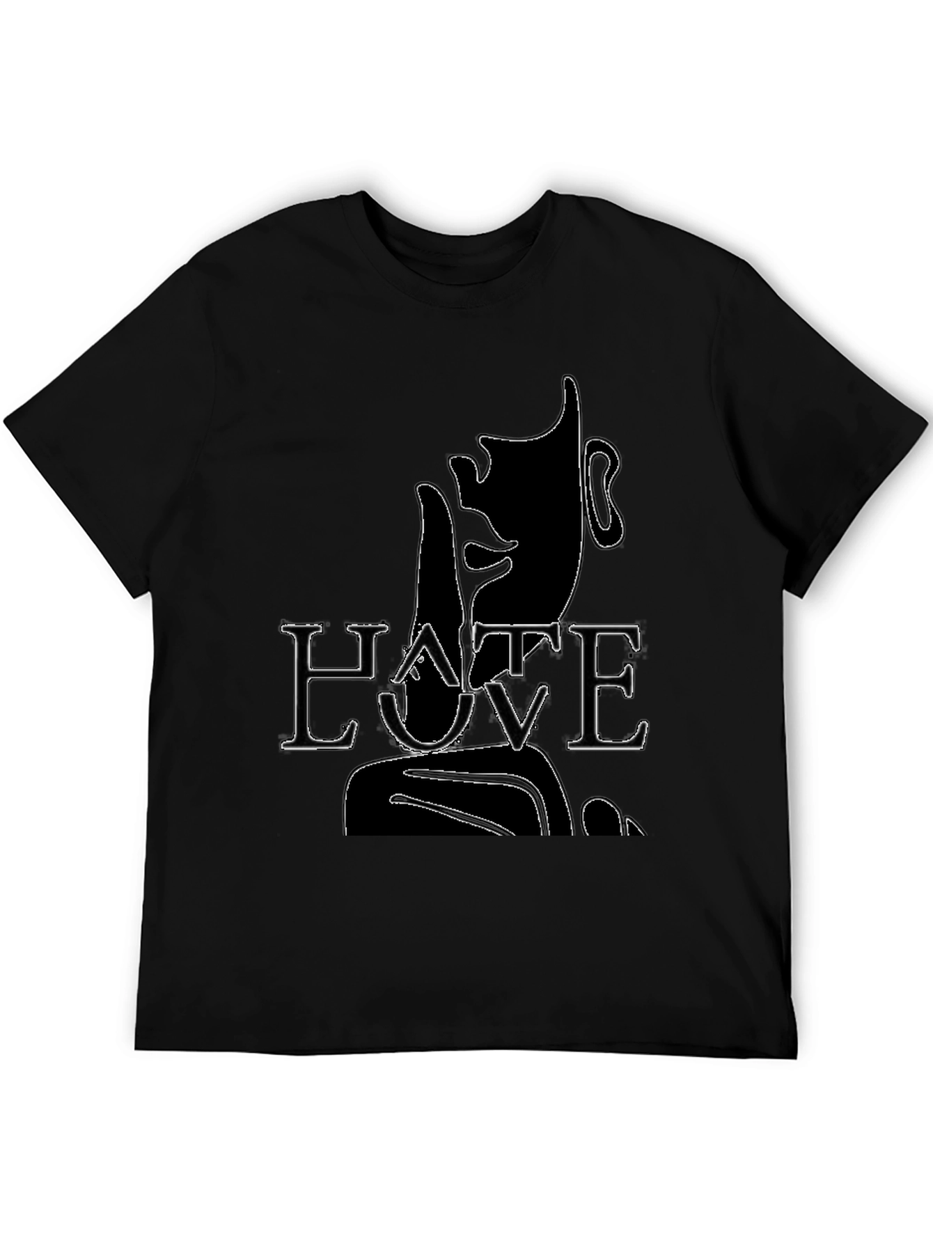 Hate Love Graphic Print Black T-Shirt