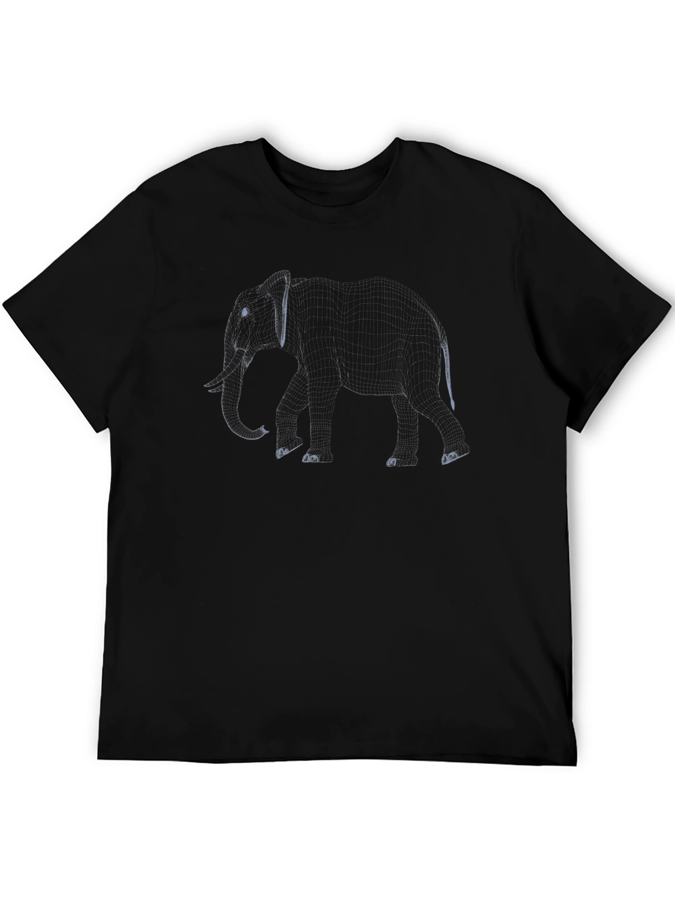 Elephant Outline Graphic Tee - Black Casual T-Shirt