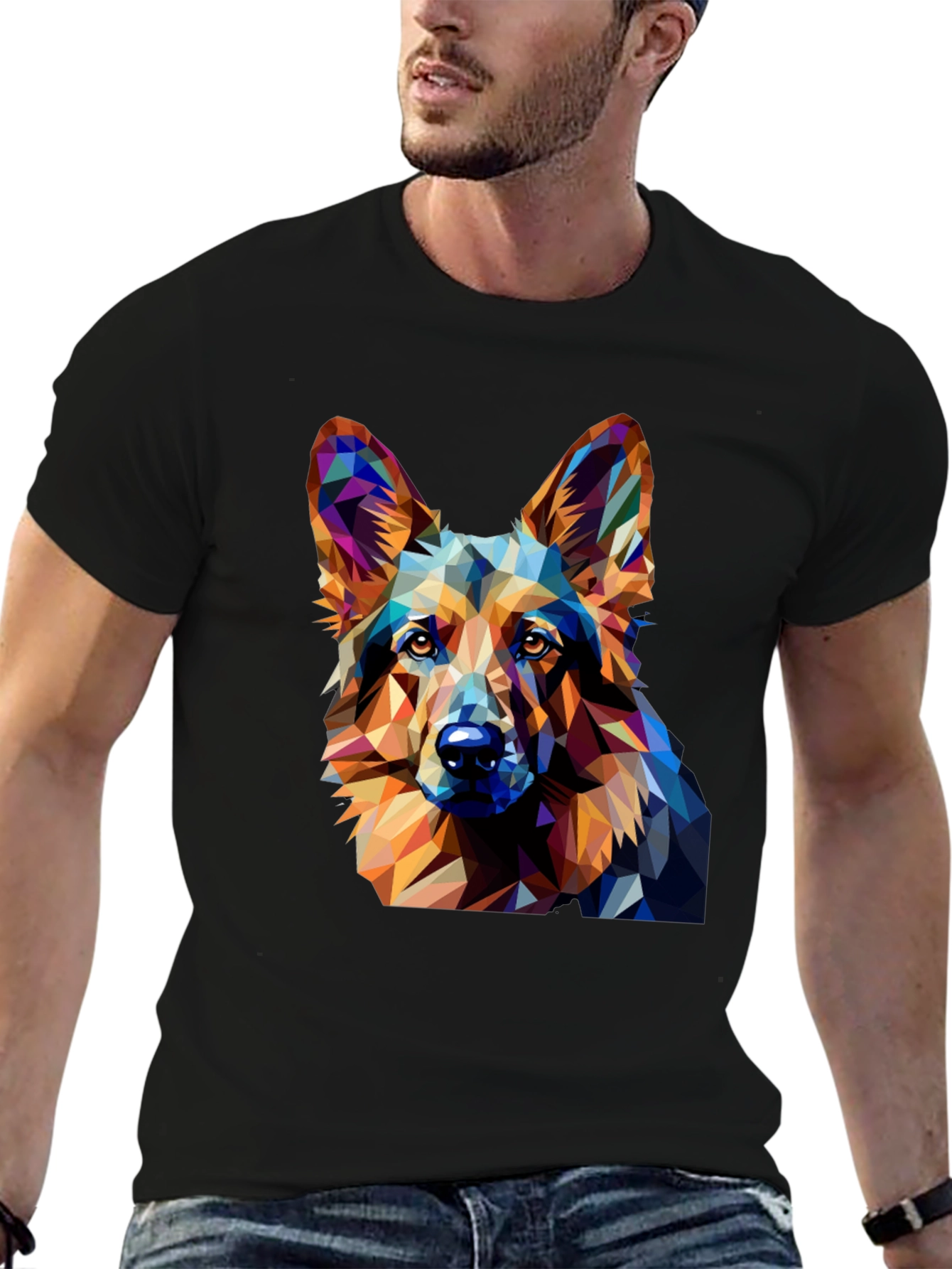 Geometric Dog T-Shirt - Modern Artistic Tee