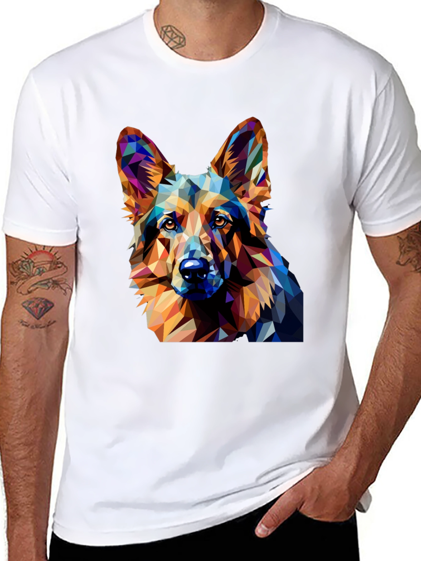 Geometric Dog T-Shirt - Modern Artistic Tee