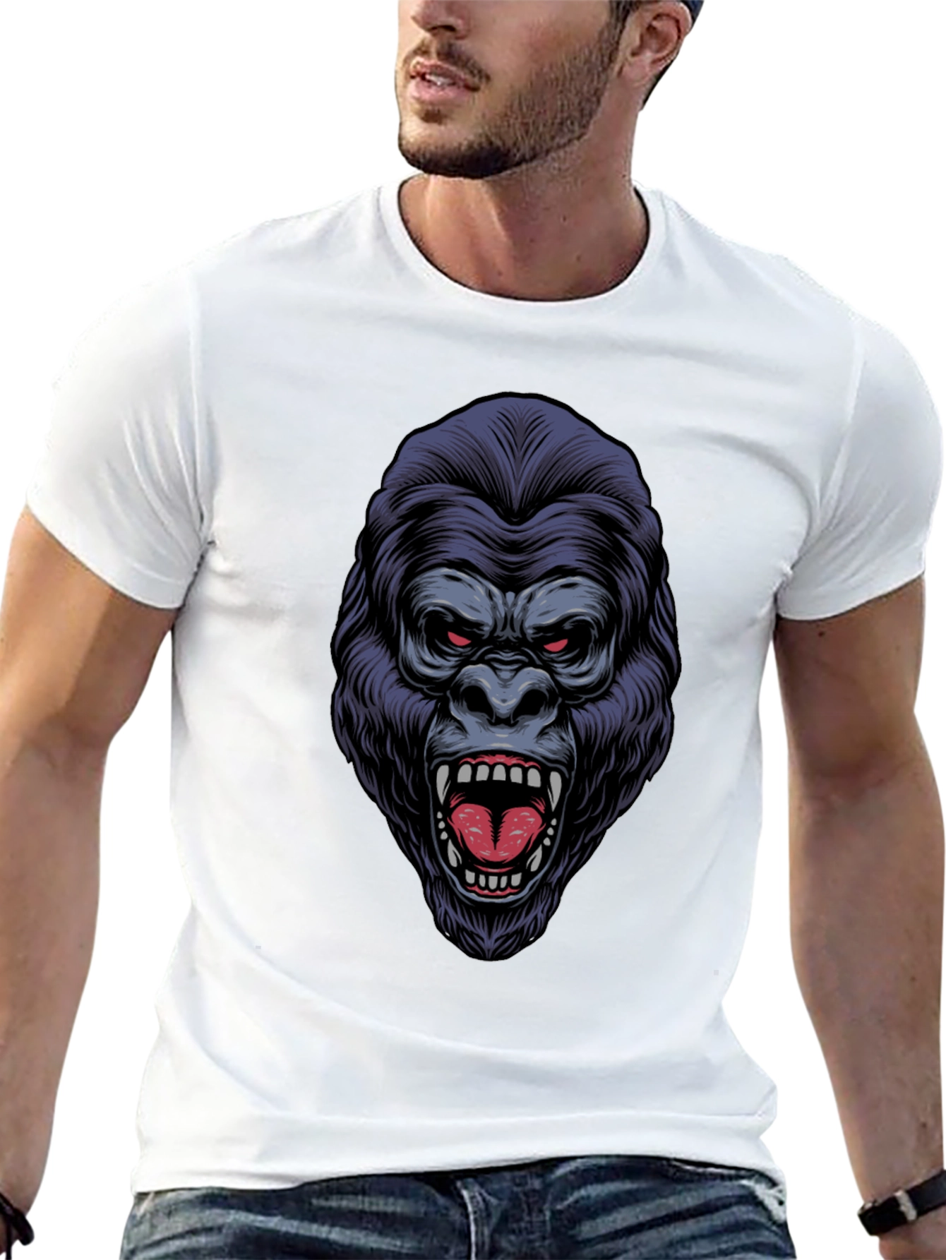 Fierce Gorilla Graphic T-Shirt - Bold Animal Print