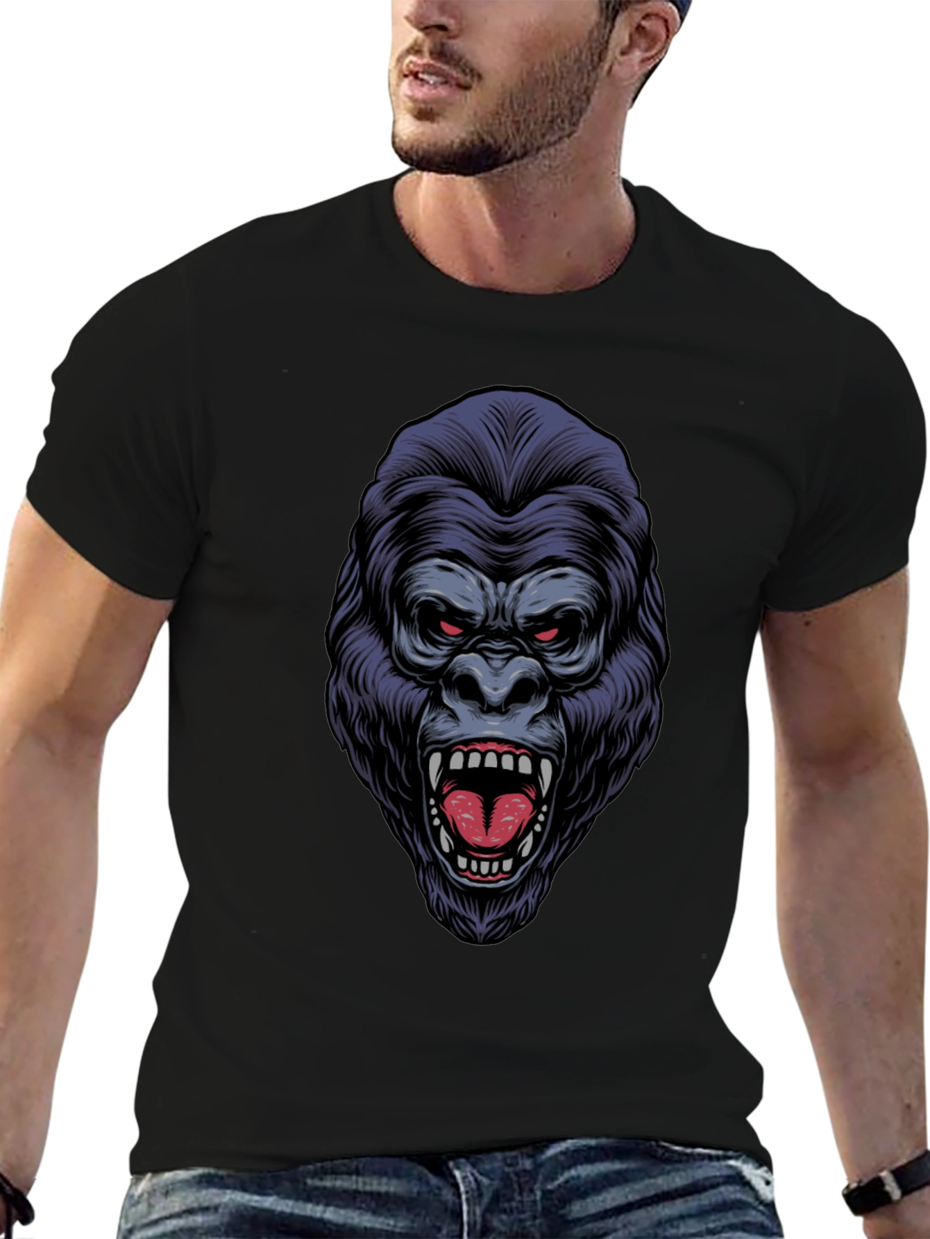 Fierce Gorilla Graphic T-Shirt - Bold Animal Print