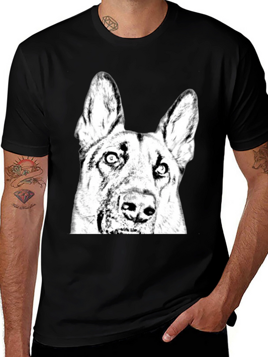 Dog Graphic Tee - Black Cotton Blend Comfort
